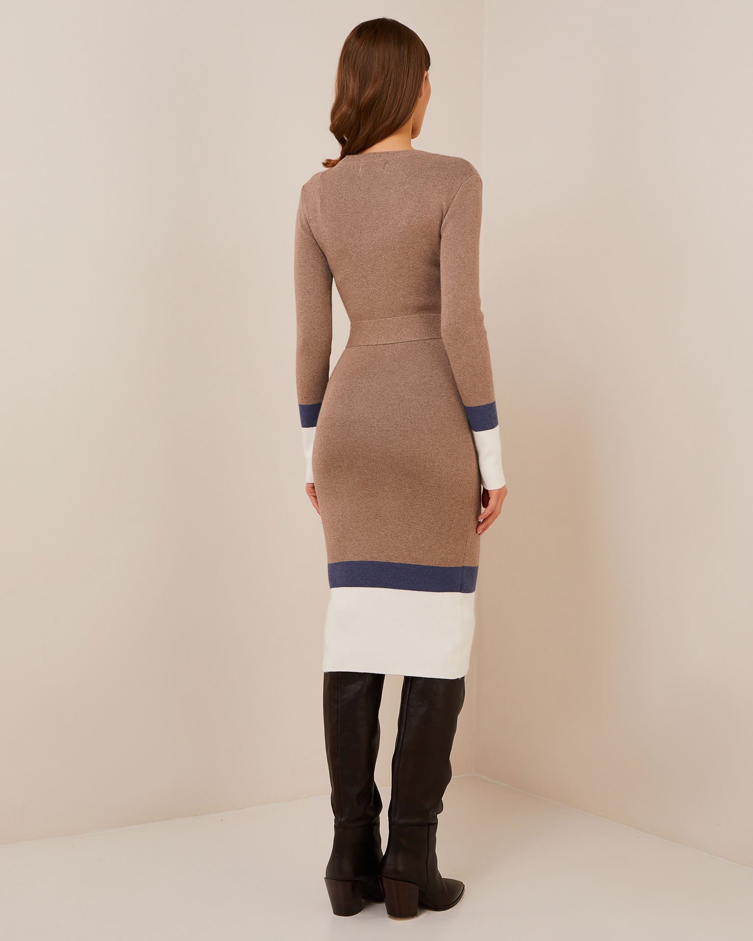 Dress in wide stripes, Brown — photo 3