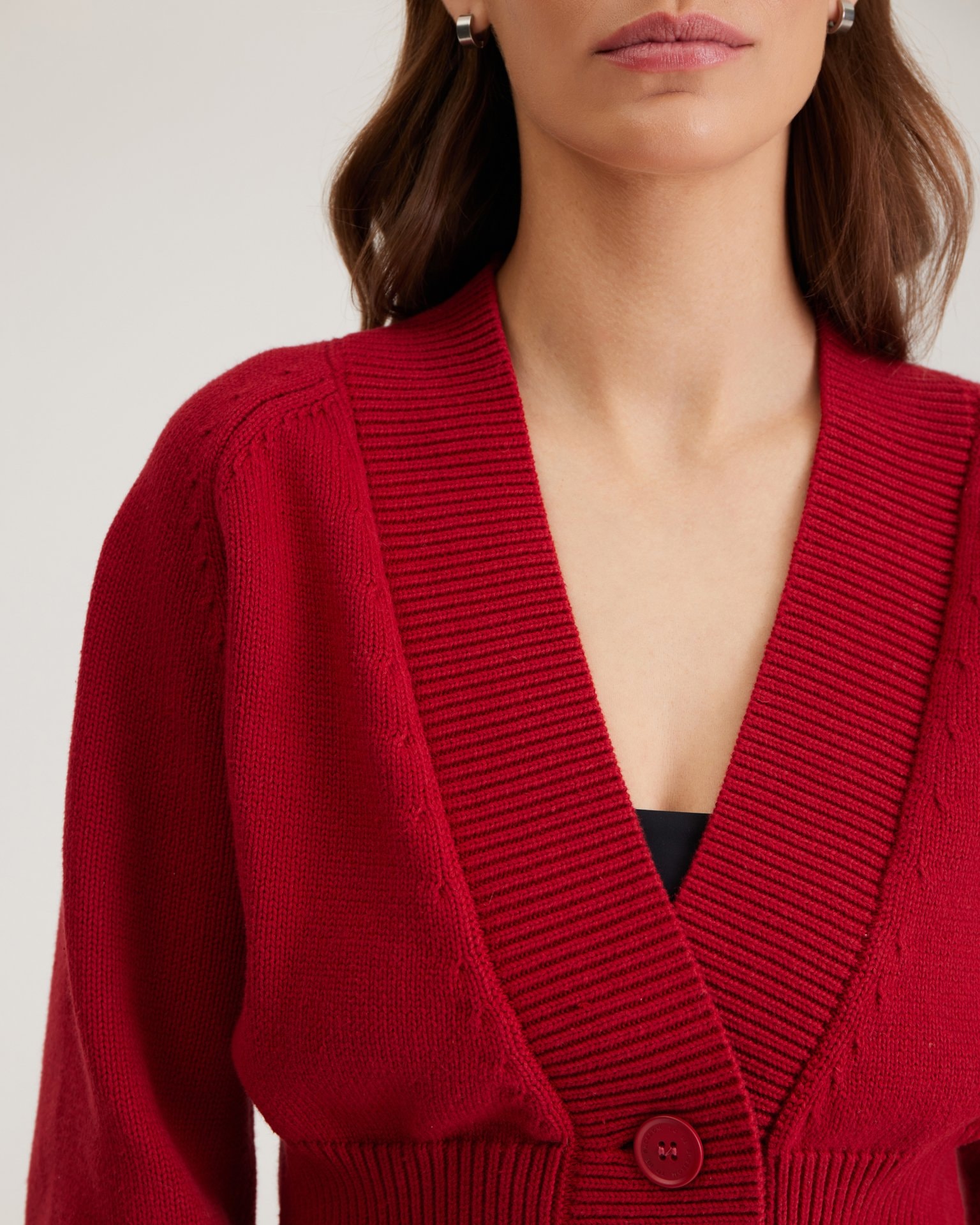 Cardigan with voluminous sleeves, Red — photo 10