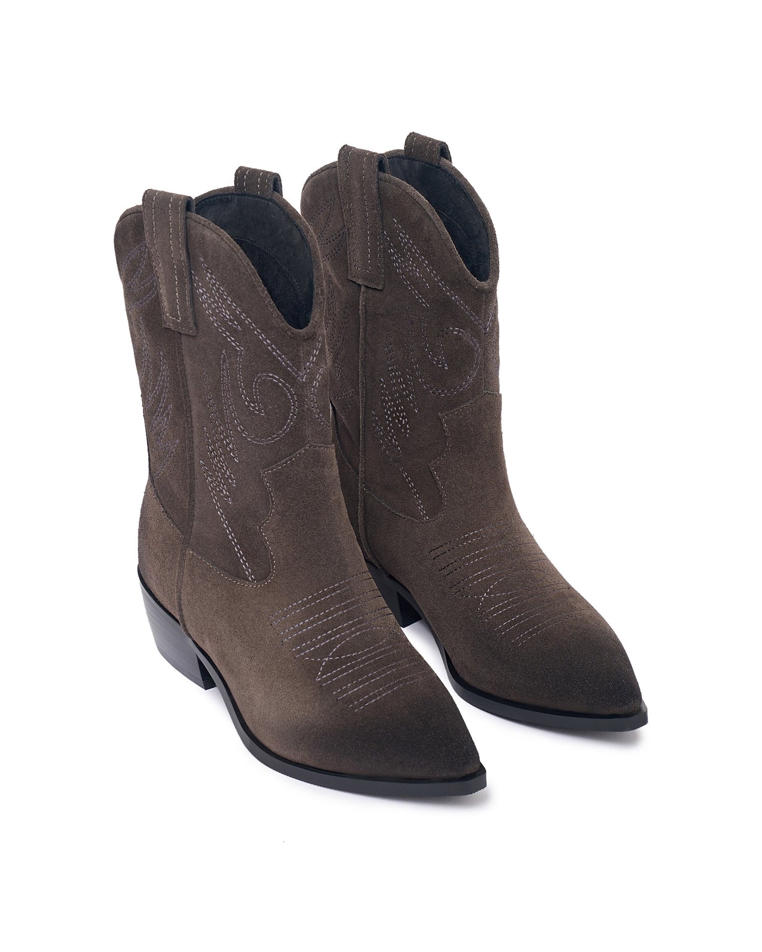 Suede Cossack boots, Grey-Brown