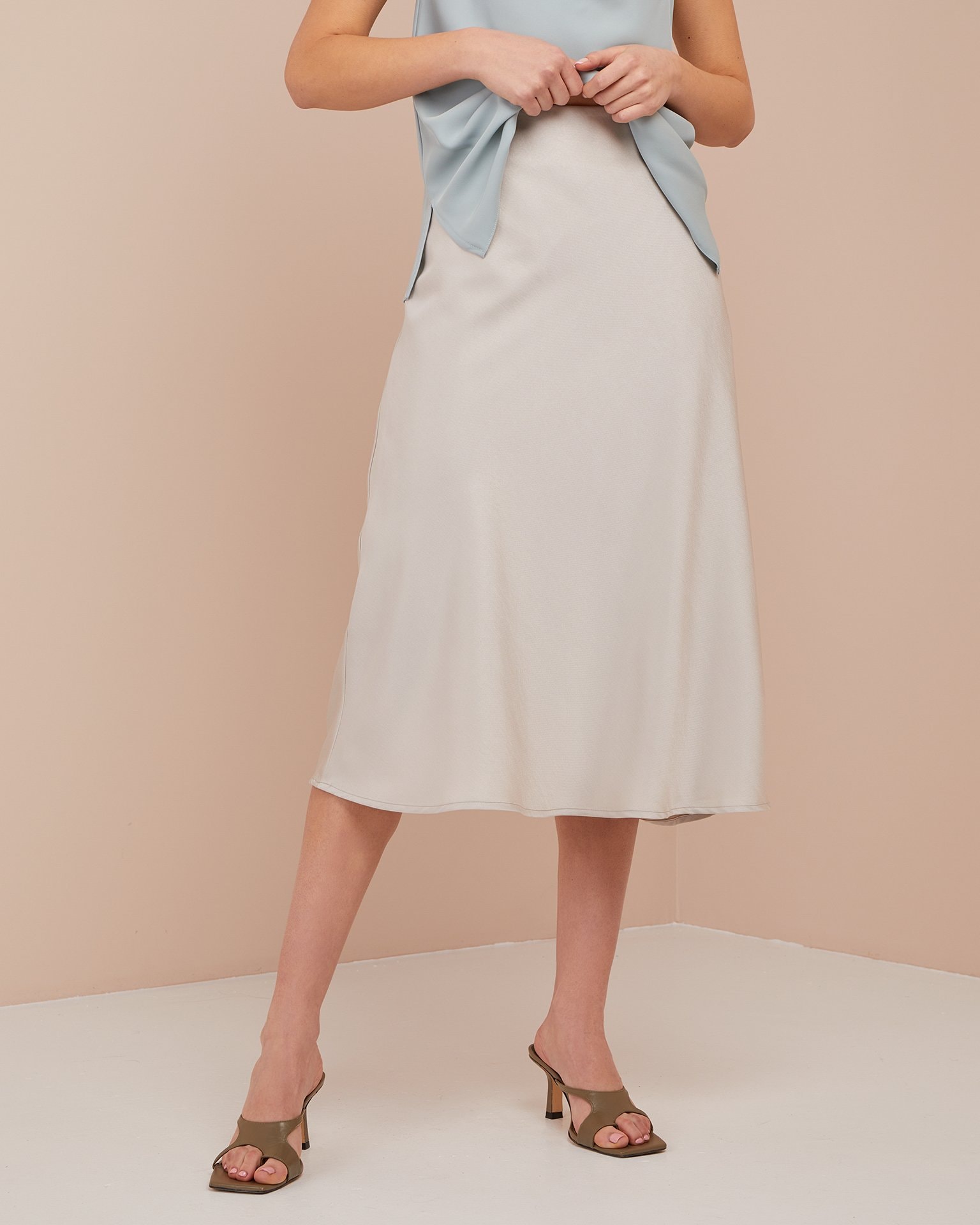 Beige midi skirt, Beige — photo 3