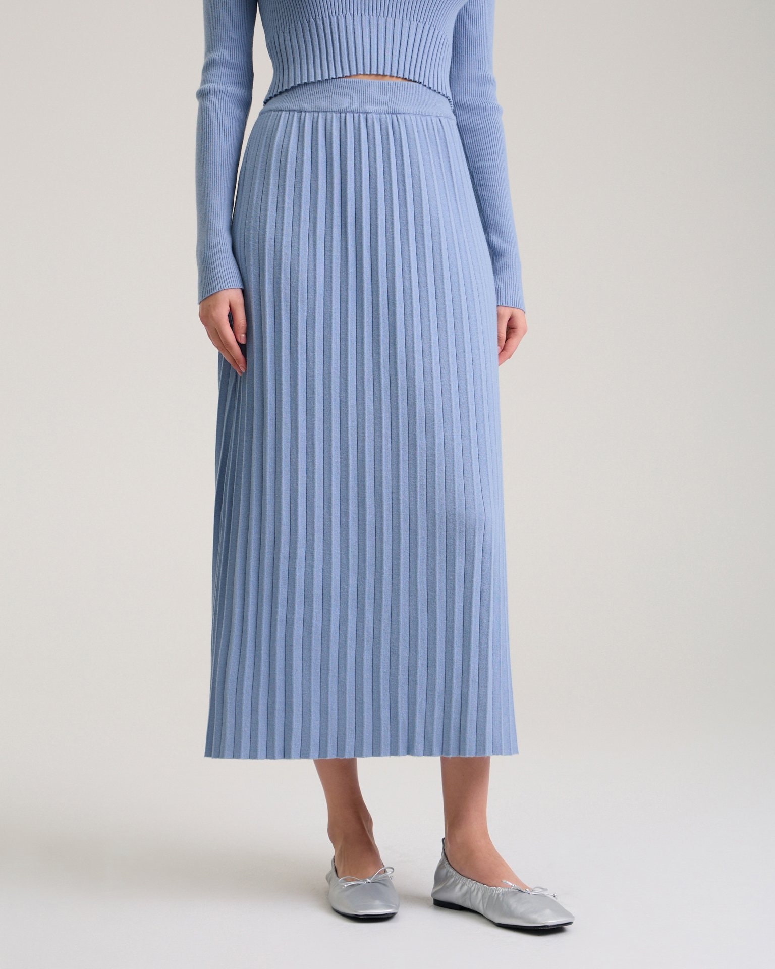 Blue pleated skirt, Azure — photo 5
