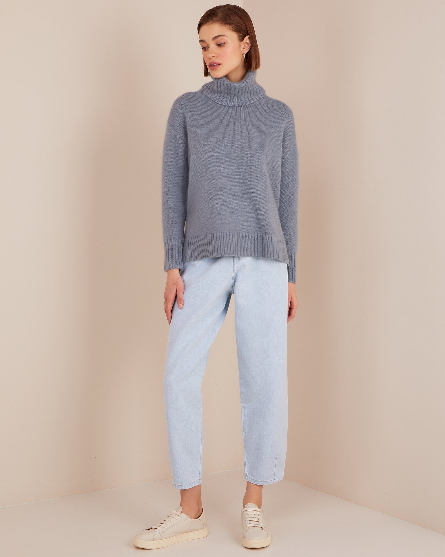 Sweater with side slits, Sky Blue — photo 4