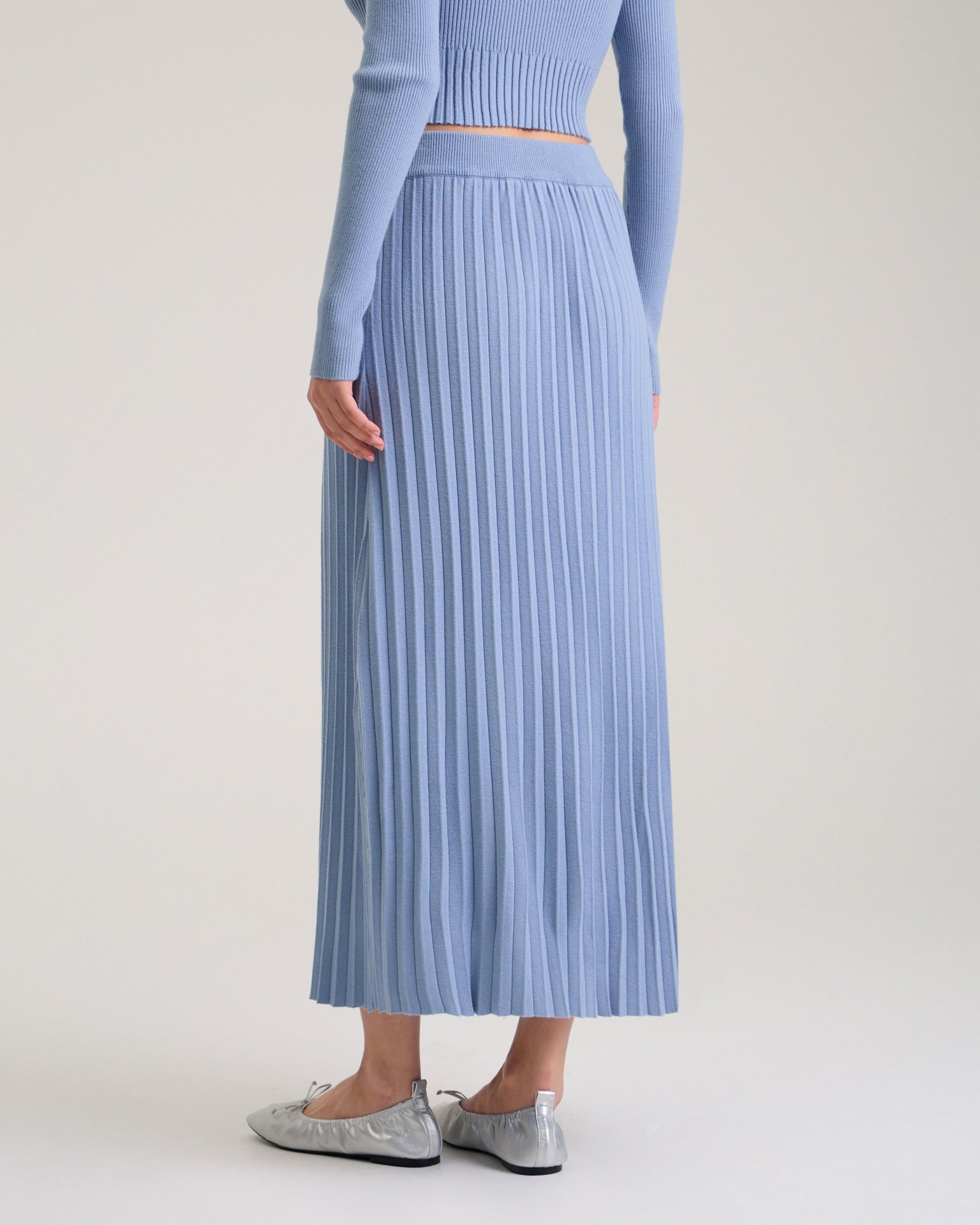 Blue pleated skirt, Azure — photo 6