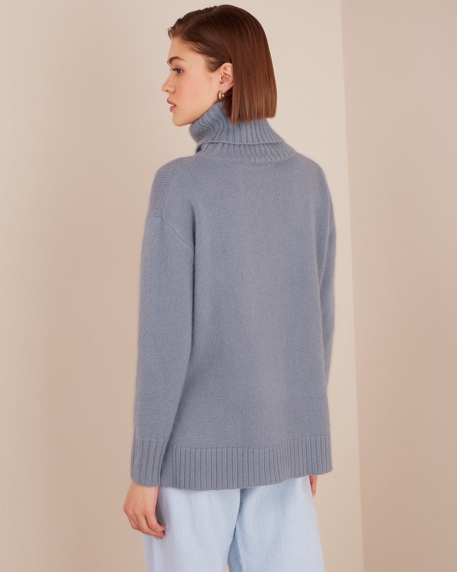 Sweater with side slits, Sky Blue — photo 3