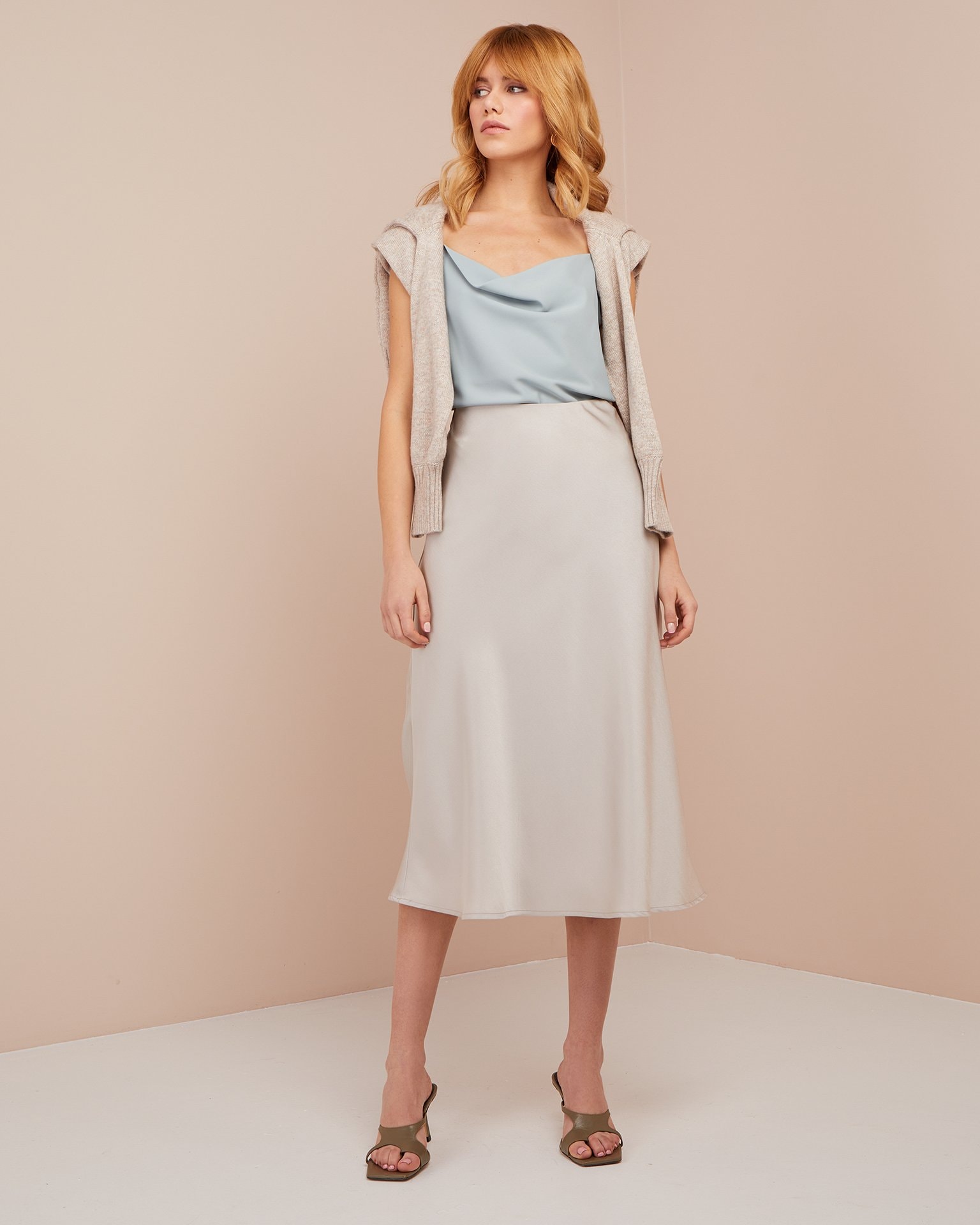 Beige midi skirt, Beige — photo 2