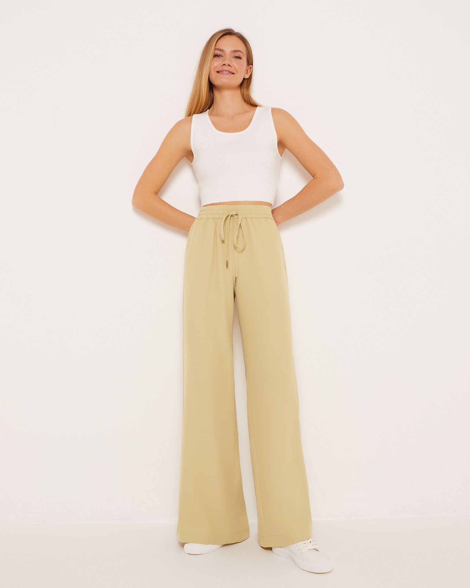 Loose-fit trousers, Olive
