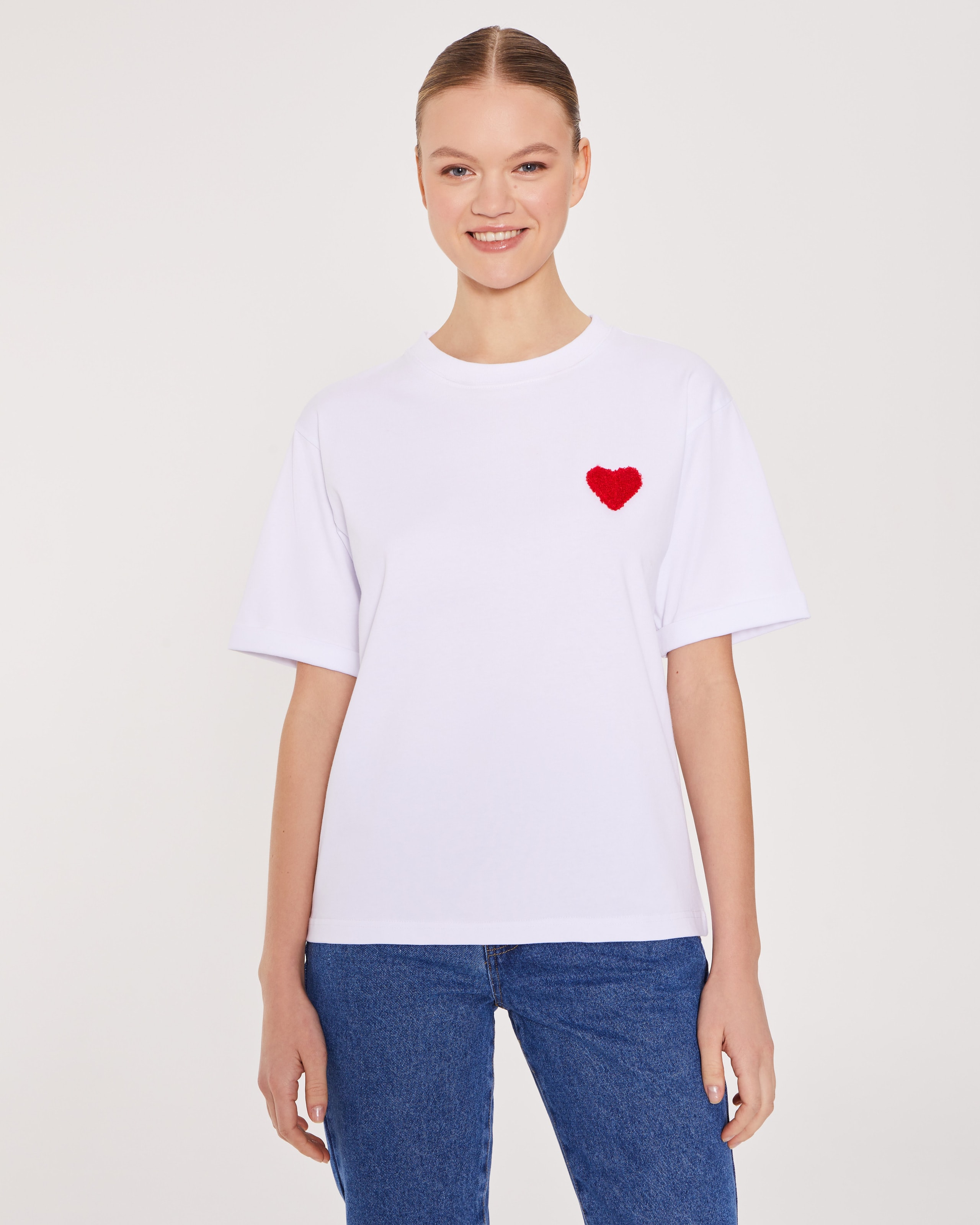 White t-shirt with embroidery, White — photo 2