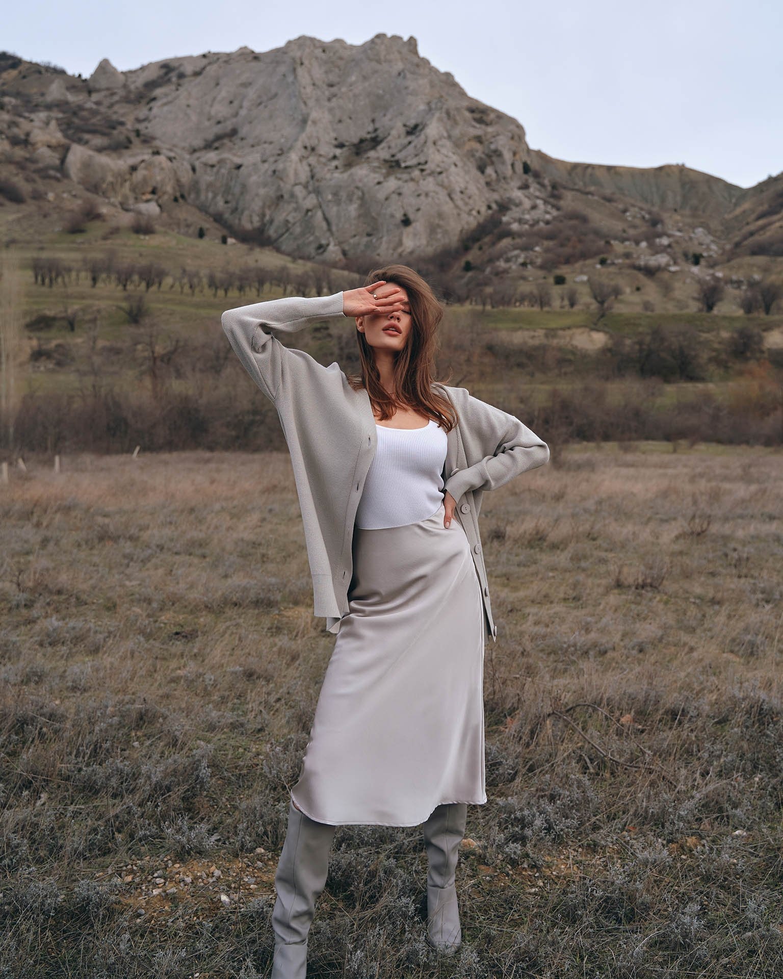 Beige midi skirt, Beige