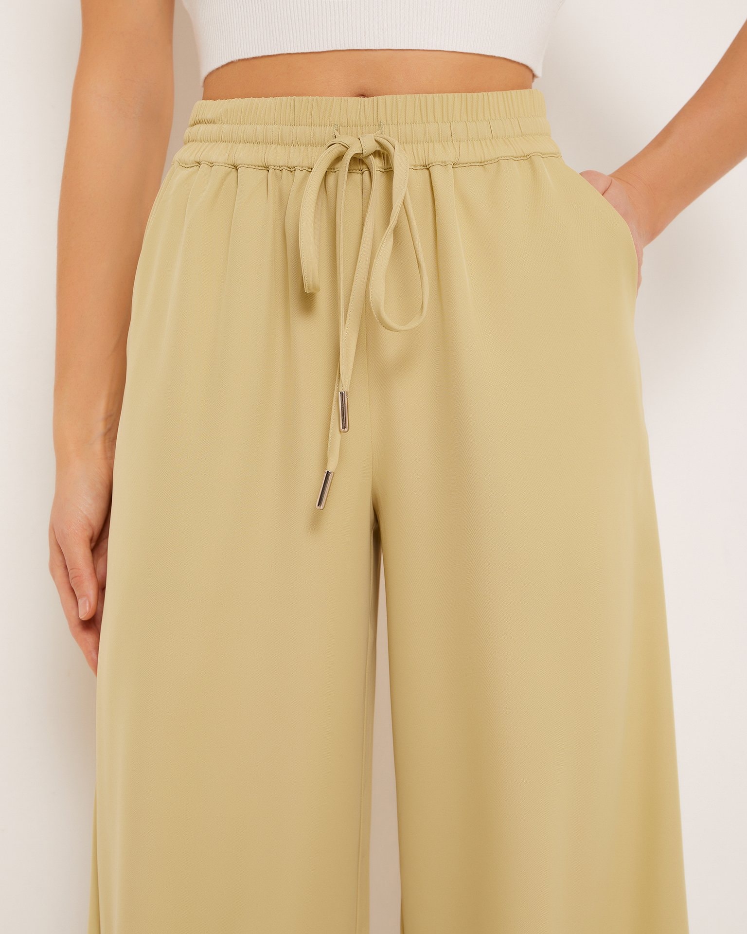 Loose-fit trousers, Olive — photo 5
