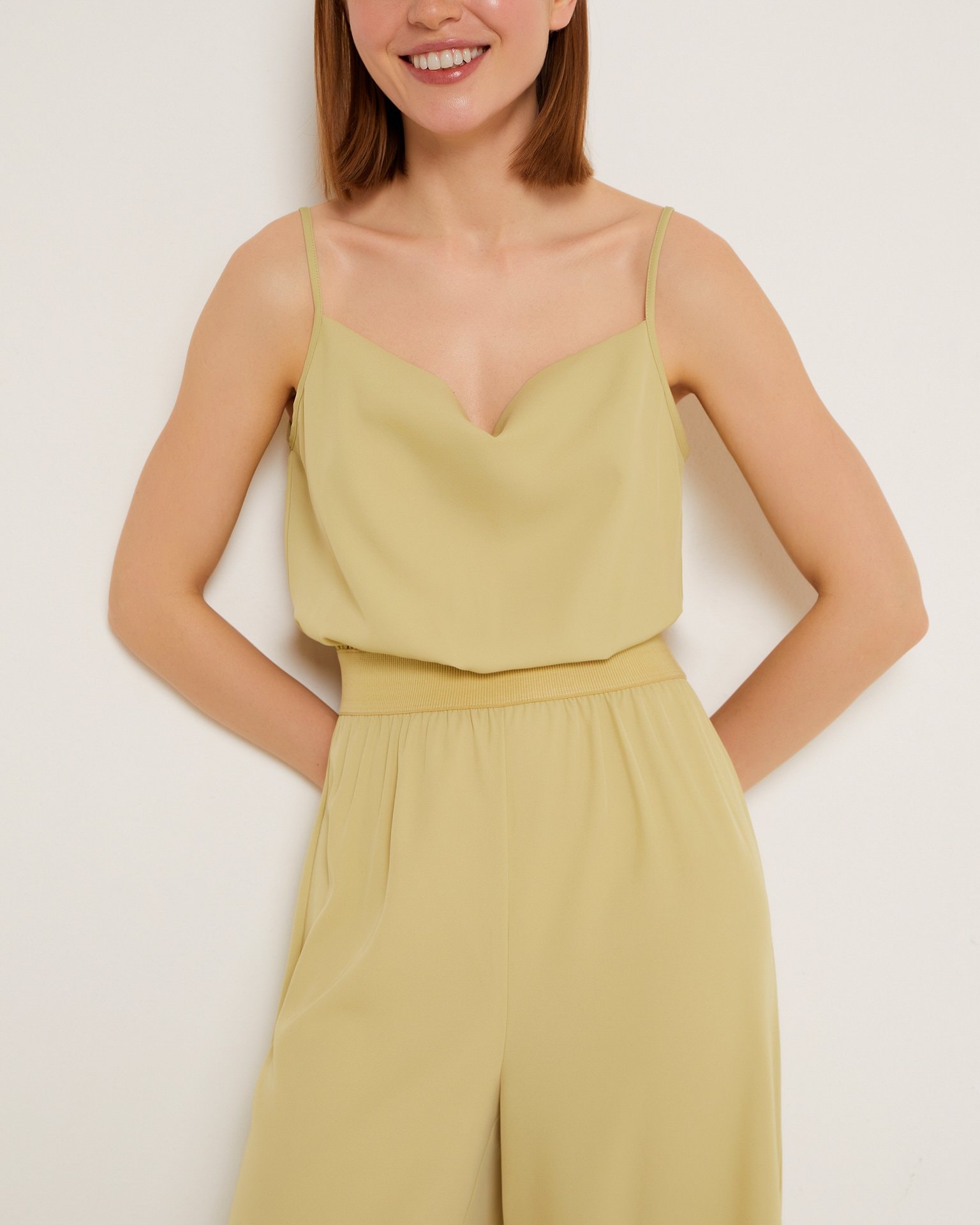 Jumpsuit with palazzo trousers, Olive — photo 5