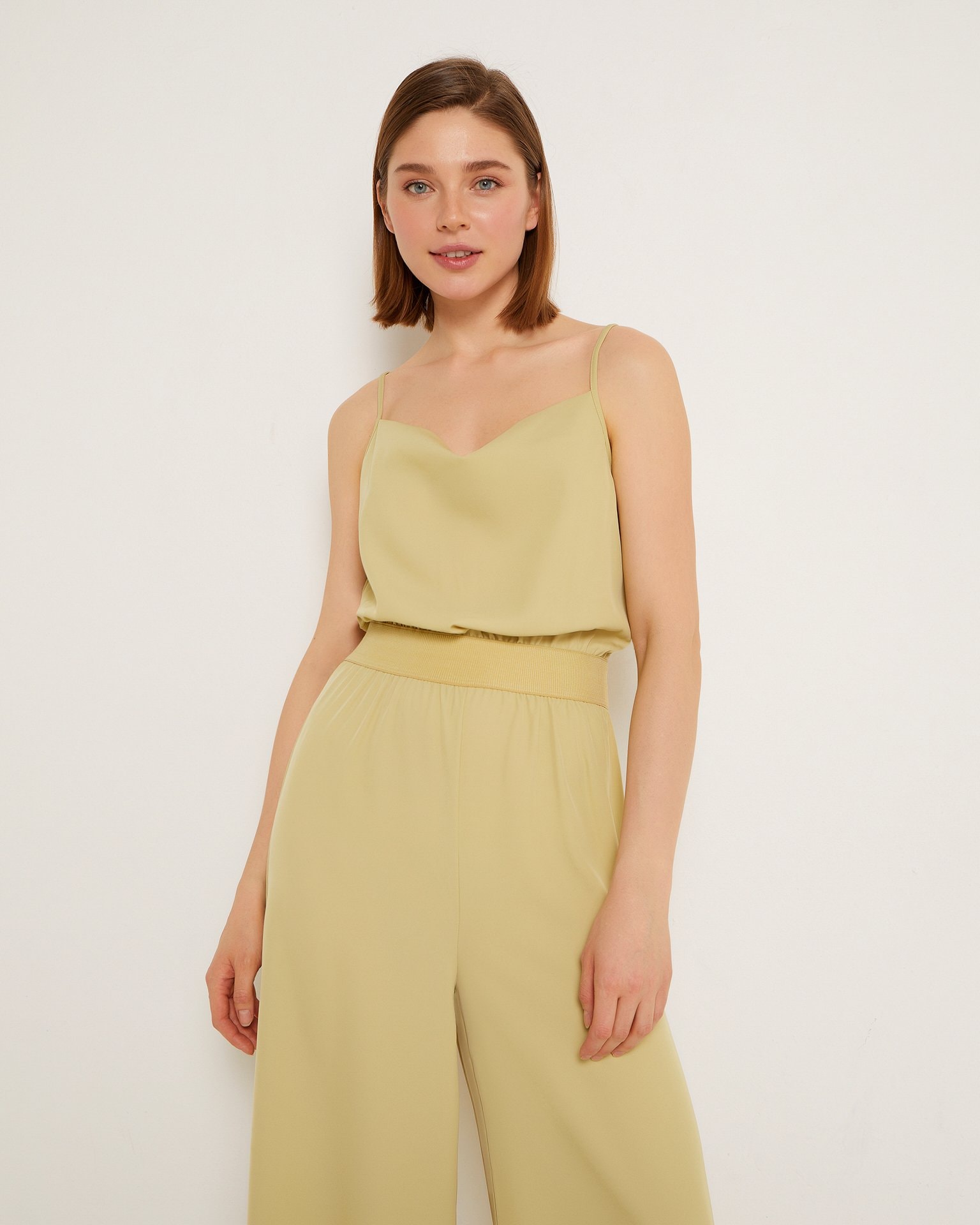 Jumpsuit with palazzo trousers, Olive — photo 2