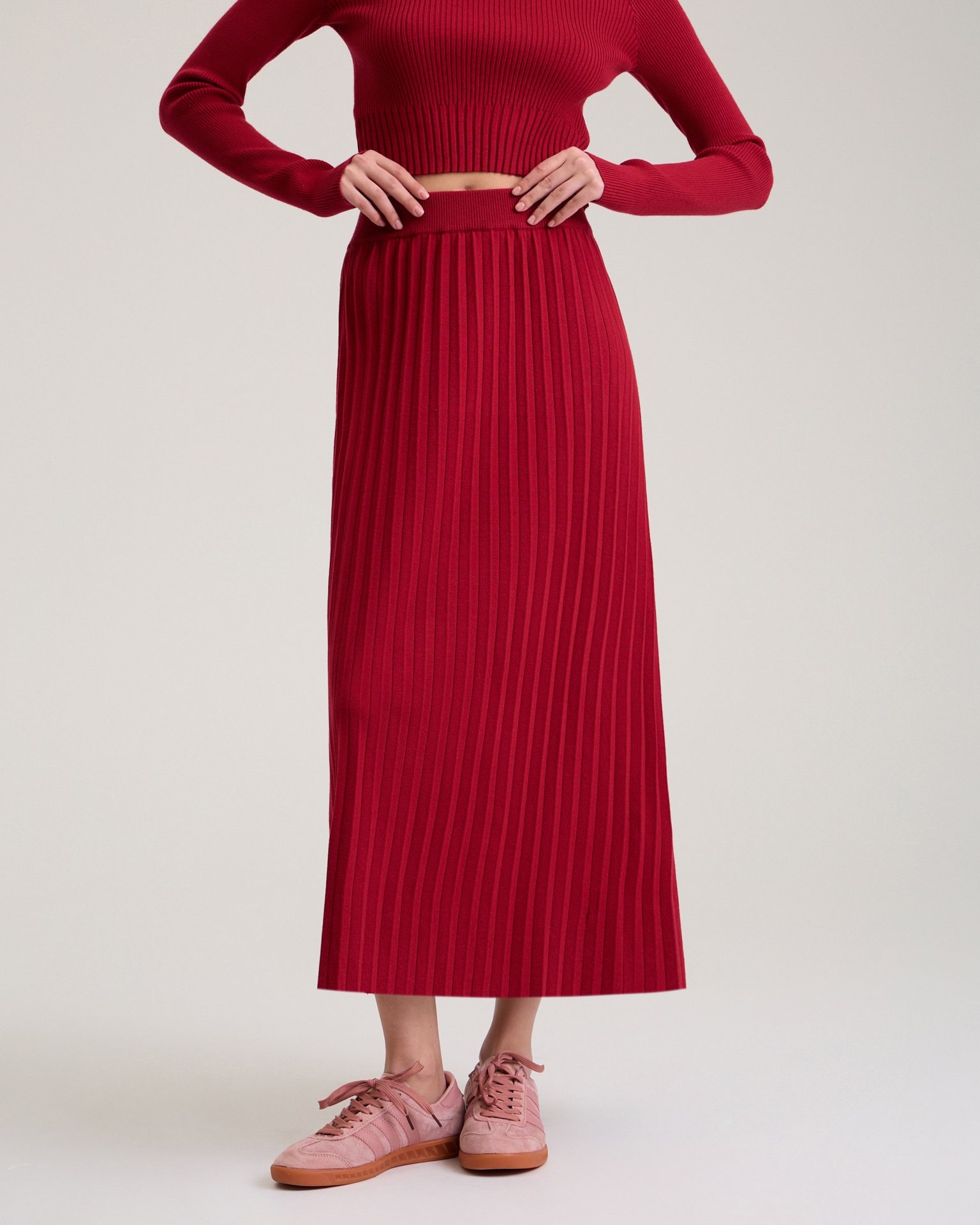 Red pleated skirt, Red — photo 4