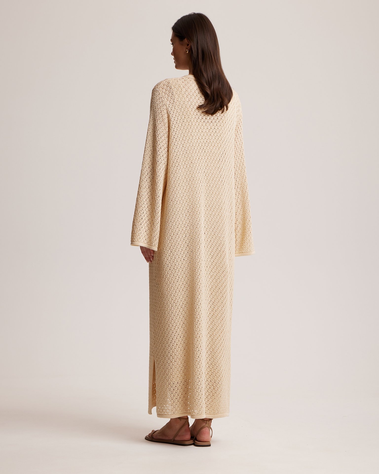 Cropped cotton cardigan, Beige — photo 6