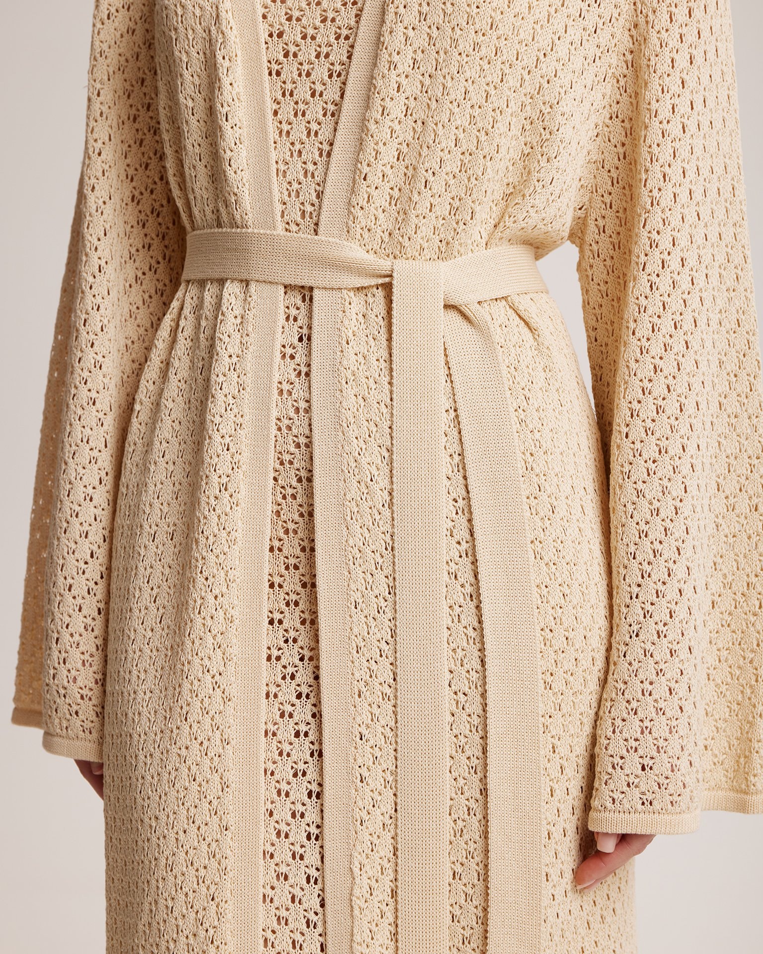 Cropped cotton cardigan, Beige — photo 9