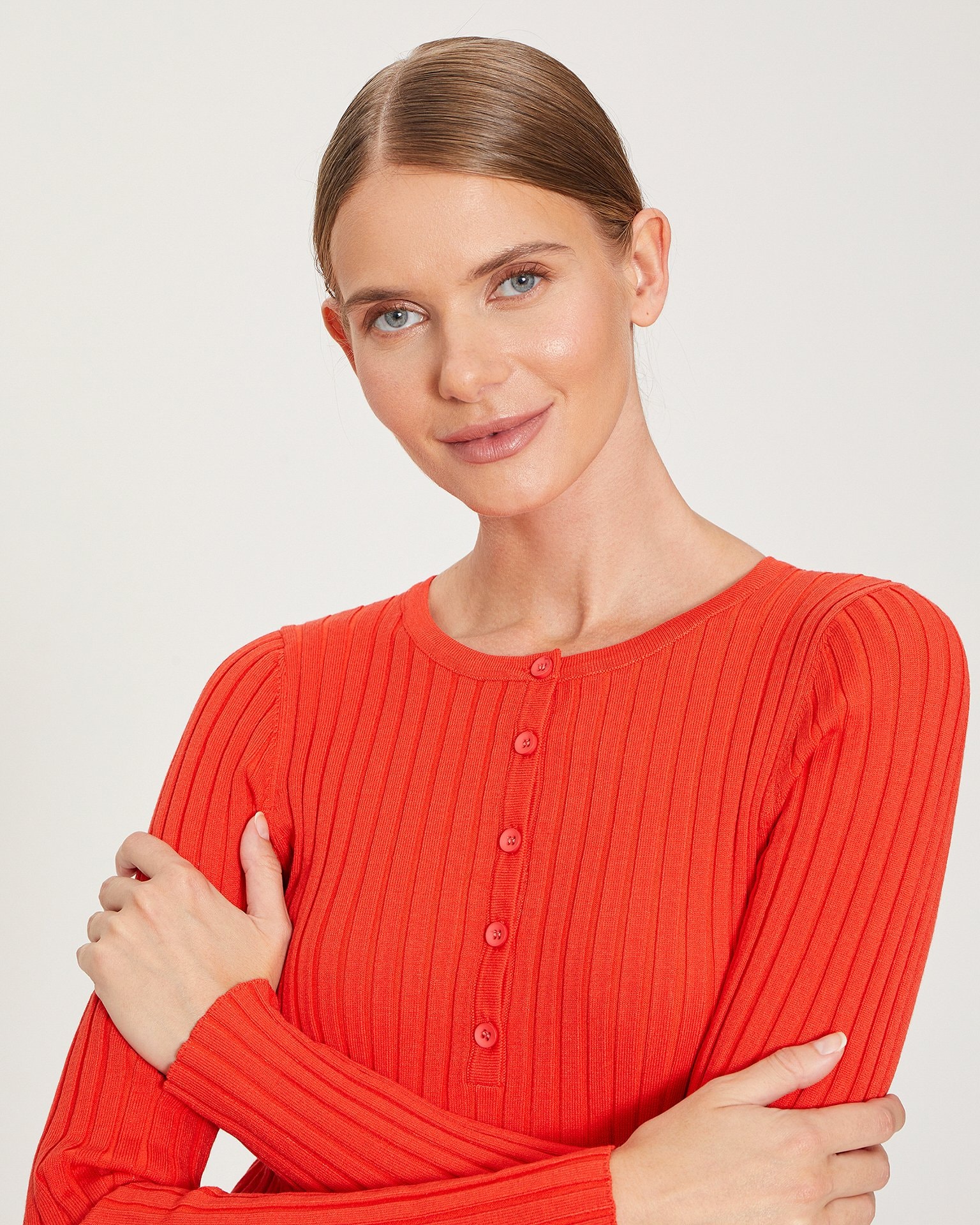 A ribbed-knit jumper, Coral — photo 2