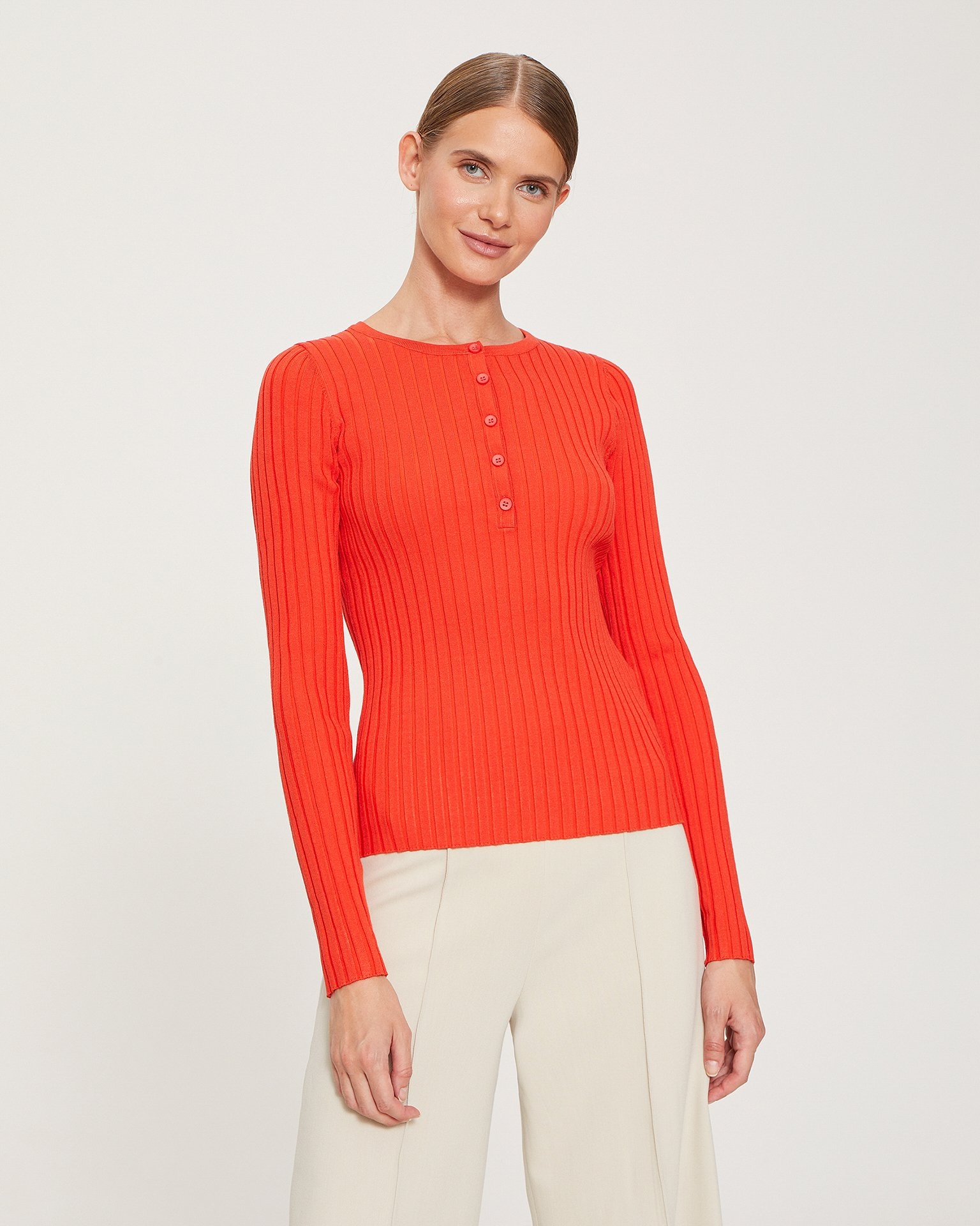 A ribbed-knit jumper, Coral — photo 5