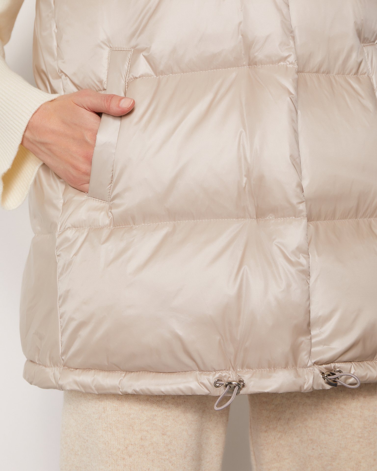 Beige down and feather blend vest, Beige — photo 6