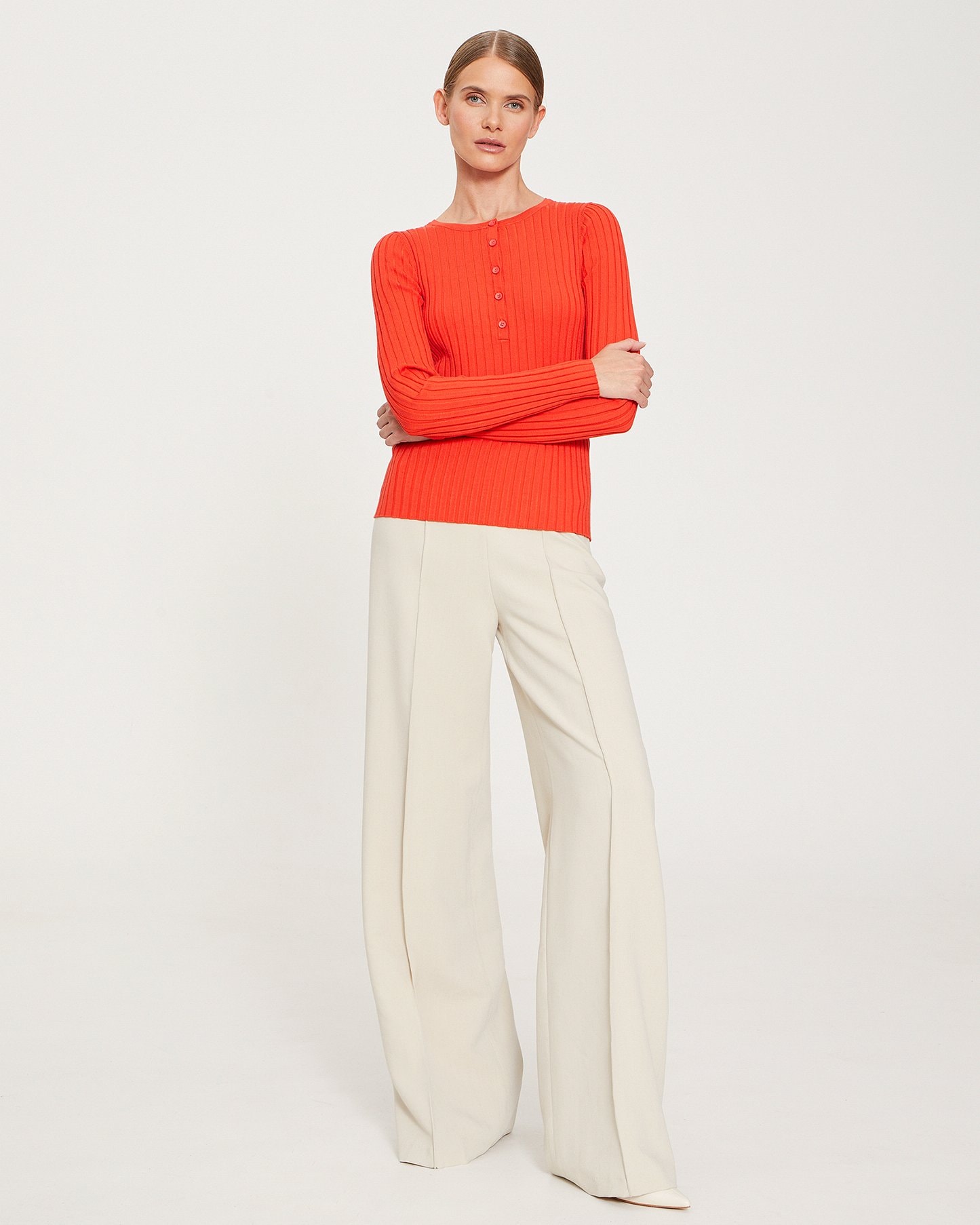 A ribbed-knit jumper, Coral — photo 3