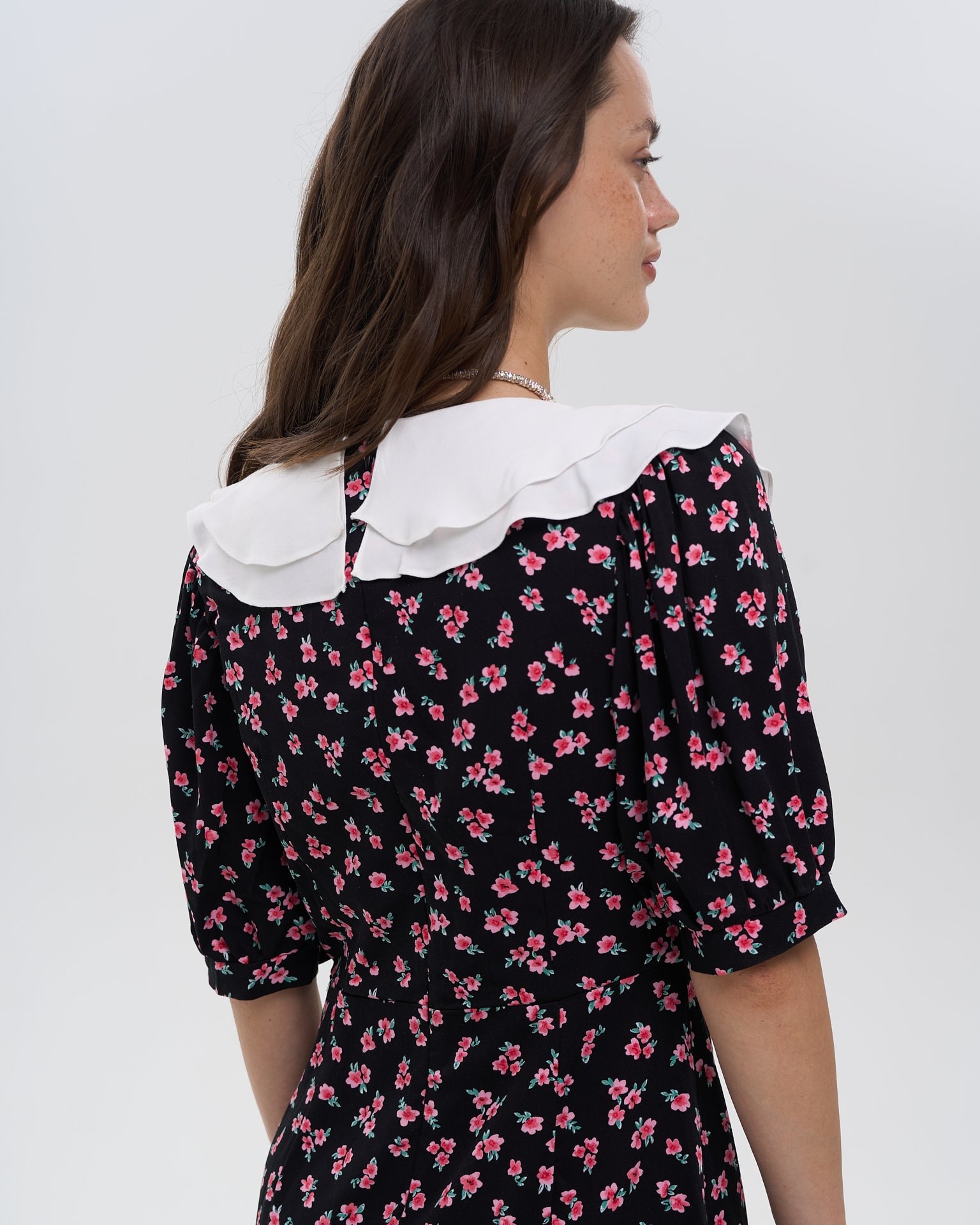 Dress with floral print, Black — photo 5