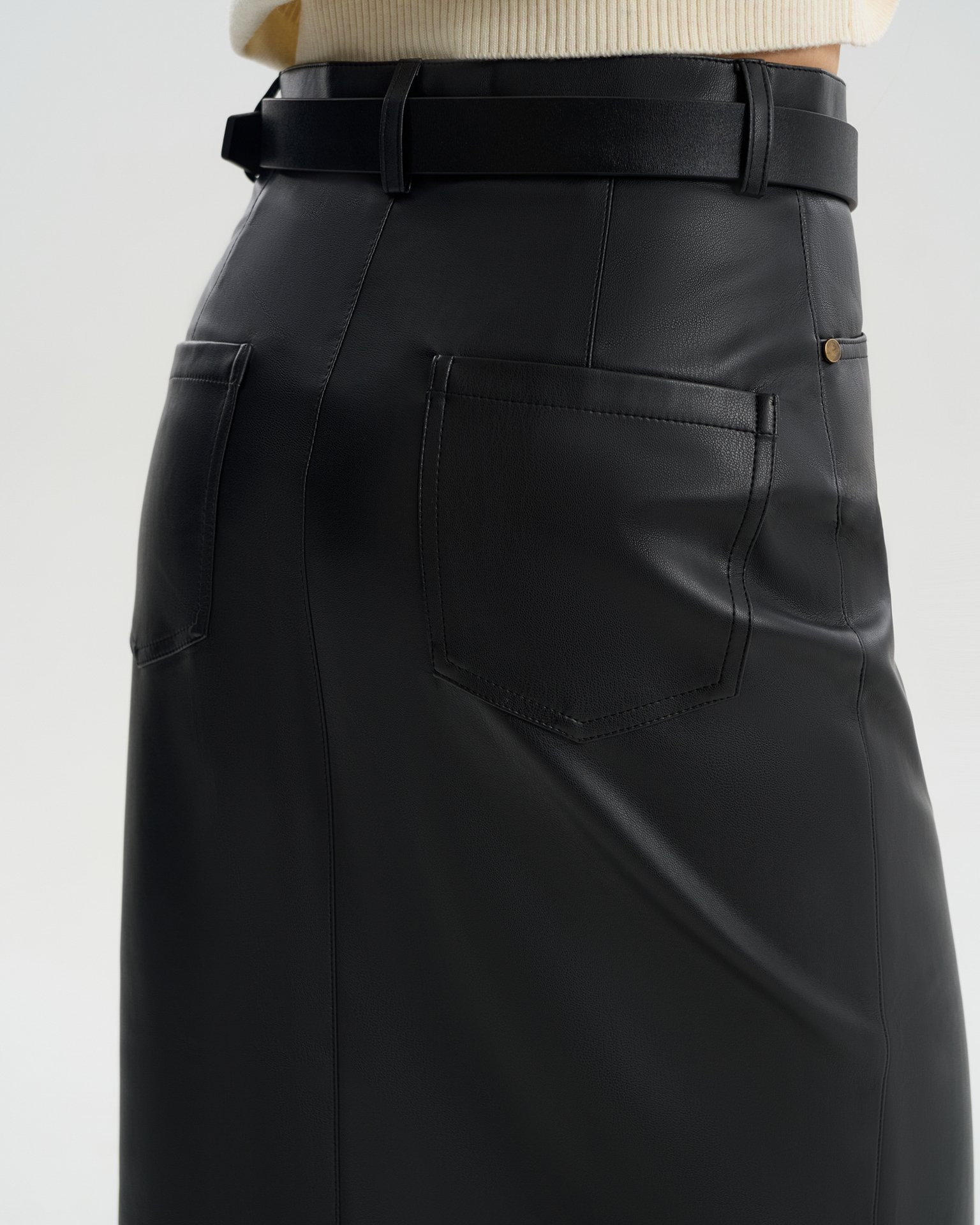 Eco-Leather Skirt, Black — photo 5