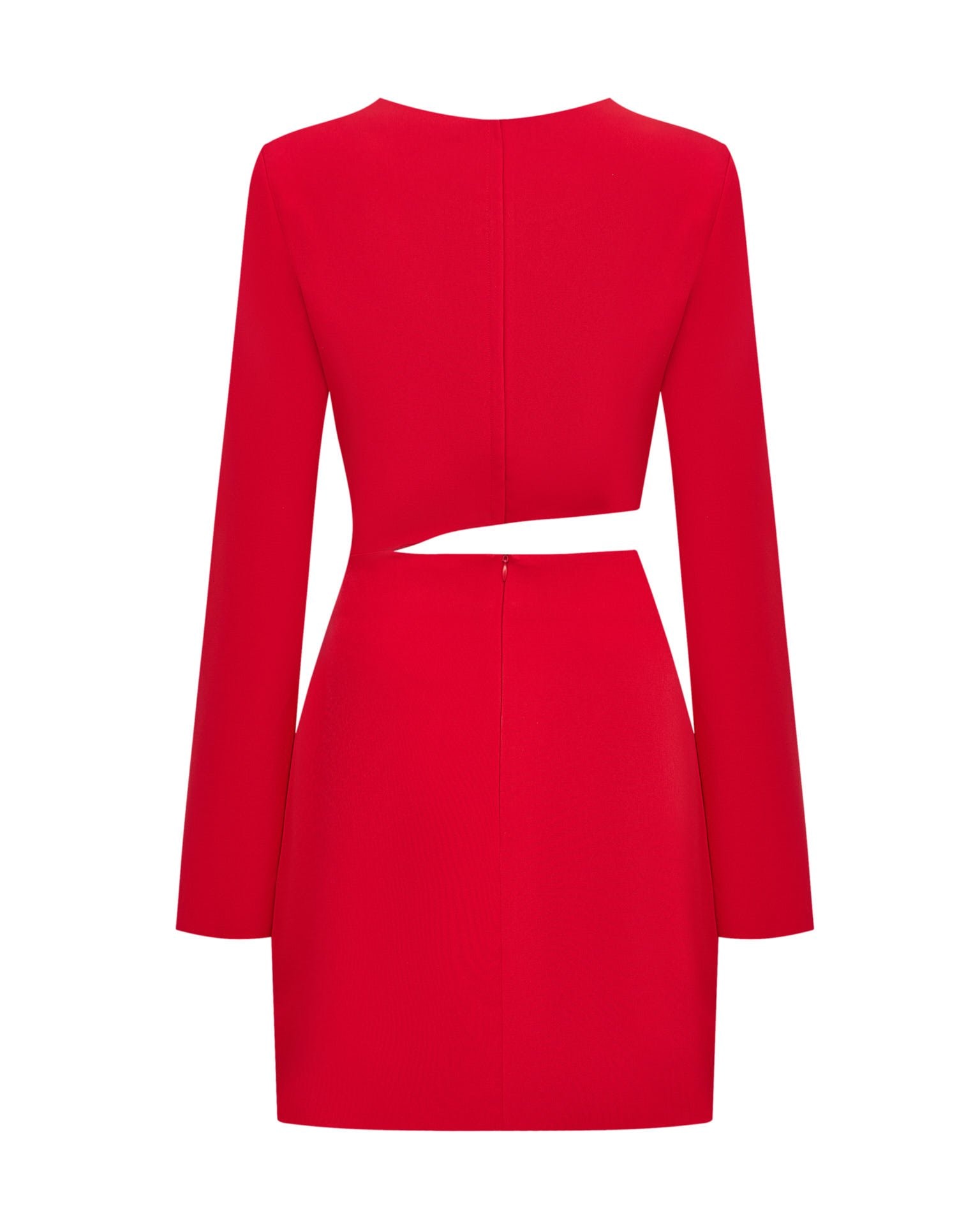 Red Dress with Waist Cut-Out, Red — photo 9