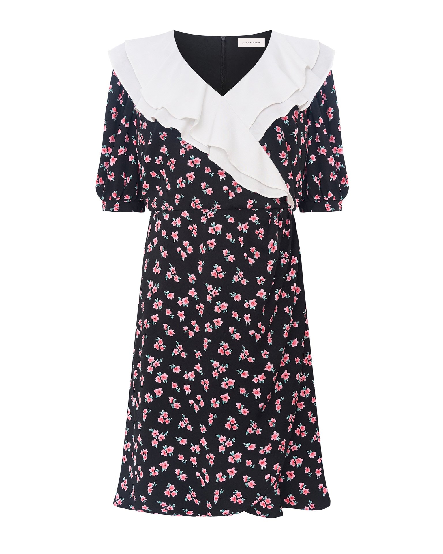 Dress with floral print, Black — photo 9