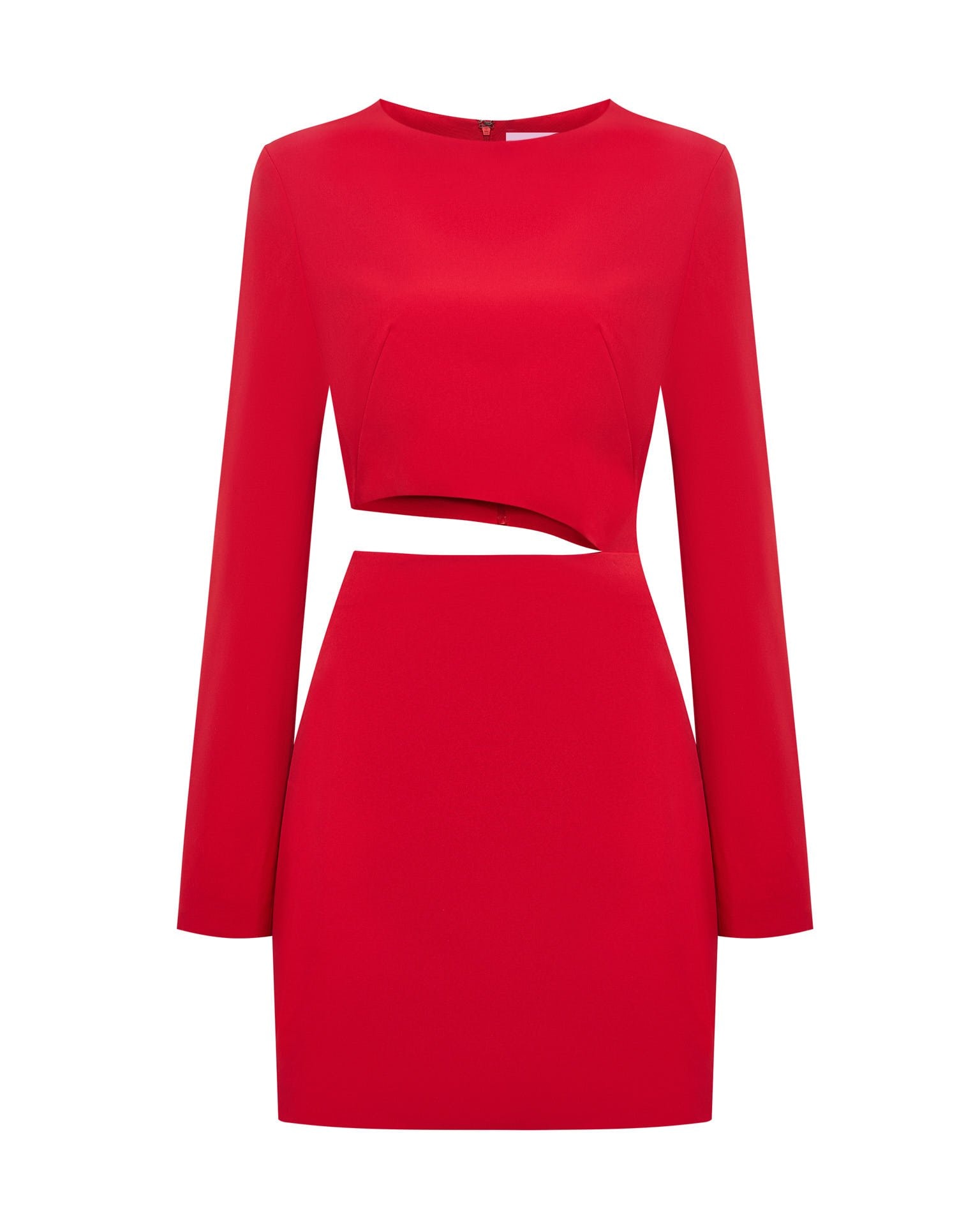 Red Dress with Waist Cut-Out, Red — photo 8