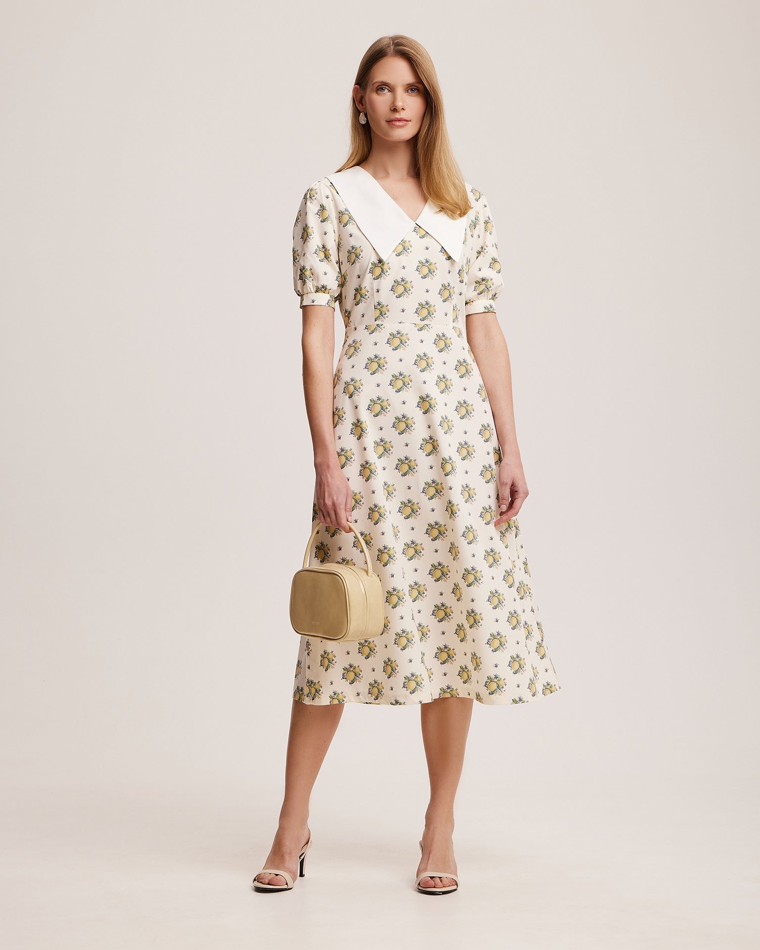 Dress with lemon print, Light Beige — photo 2