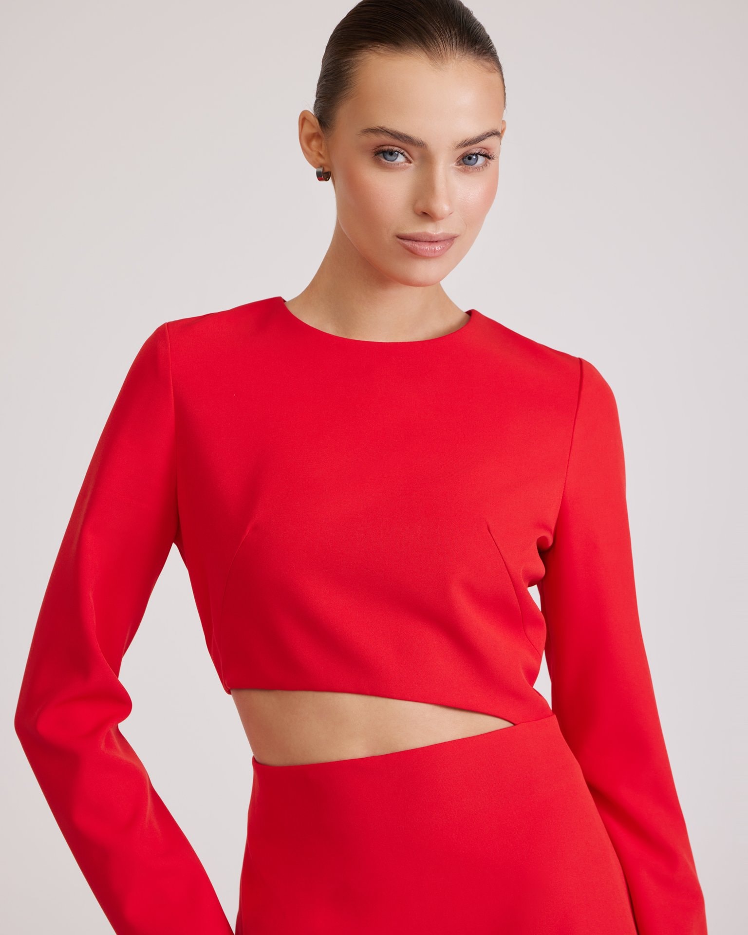 Red Dress with Waist Cut-Out, Red — photo 5