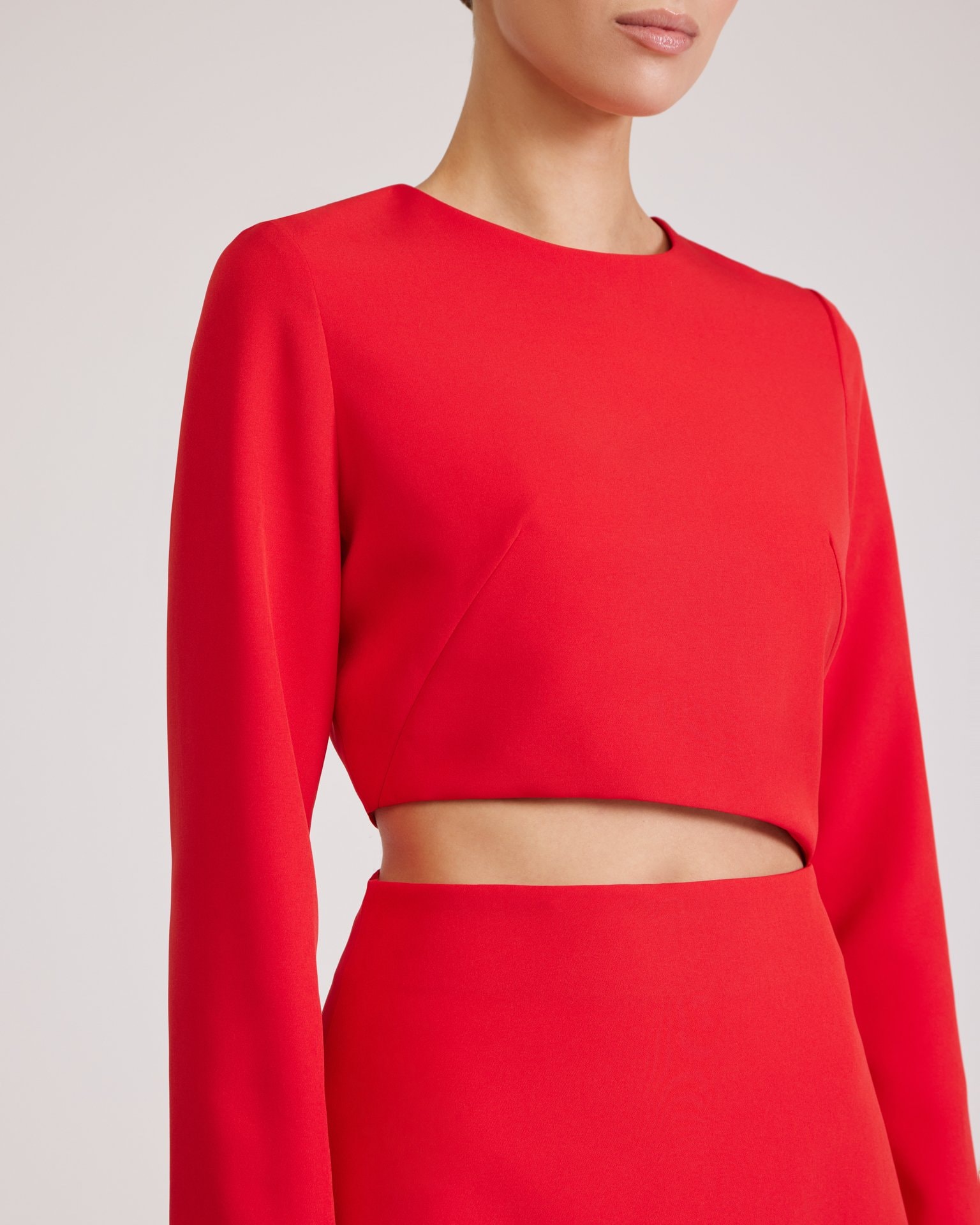 Red Dress with Waist Cut-Out, Red — photo 7