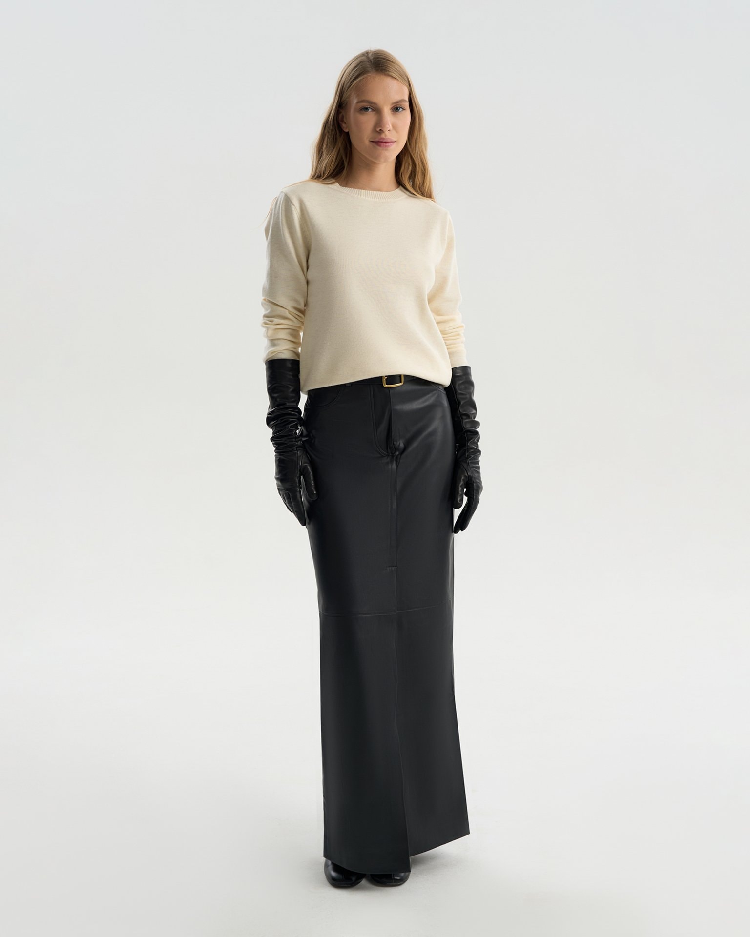 Eco-Leather Skirt, Black — photo 2