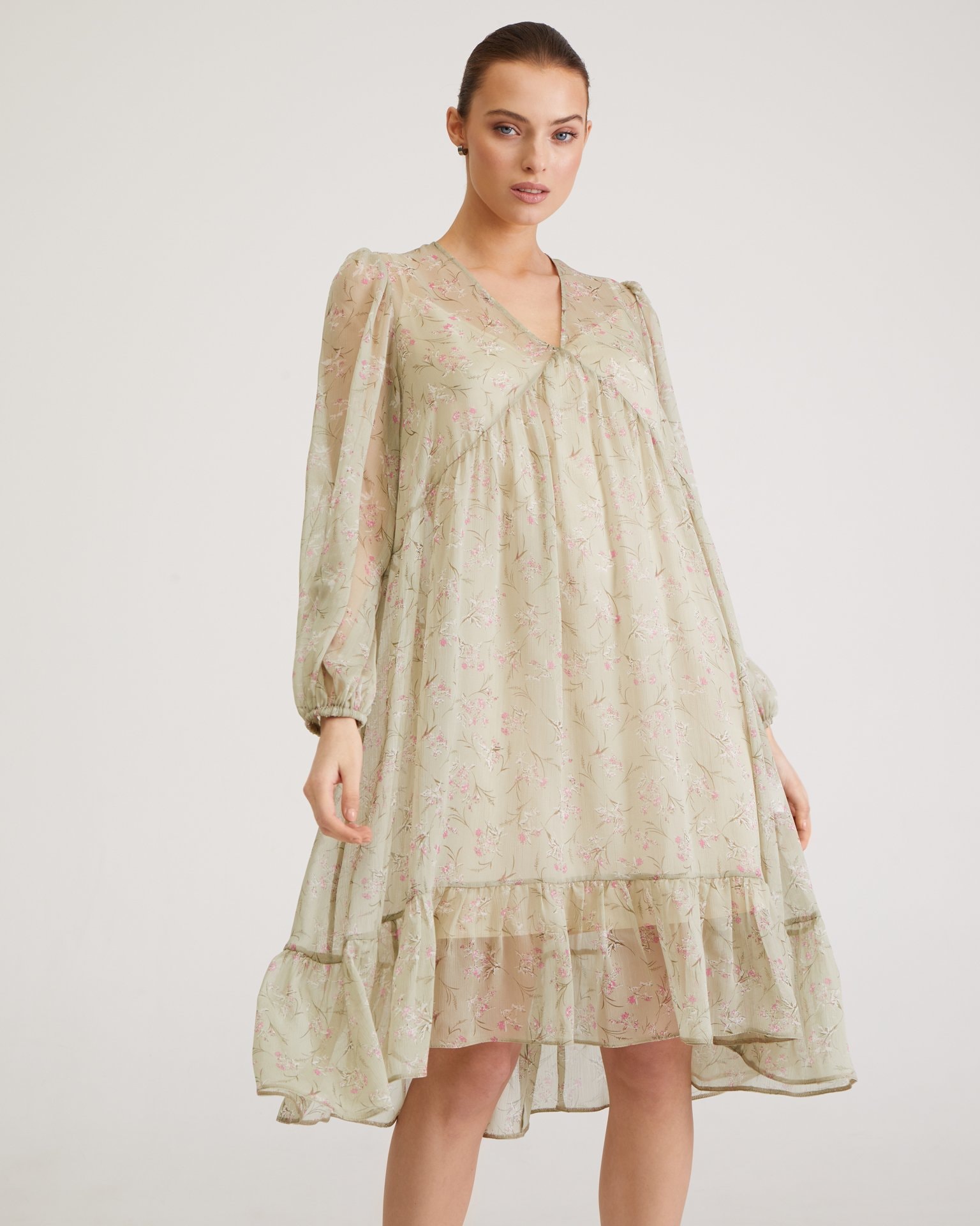 Chiffon dress, Green — photo 4