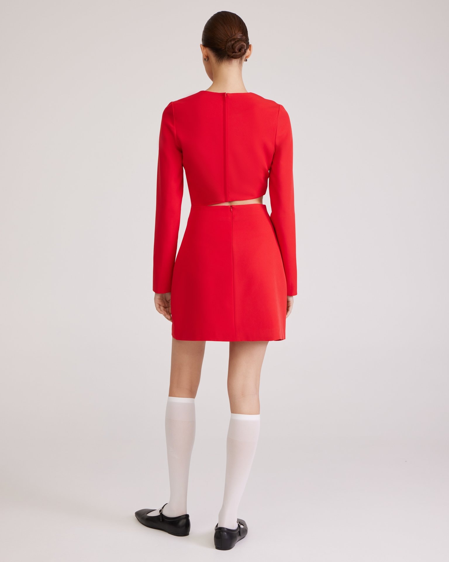 Red Dress with Waist Cut-Out, Red — photo 3