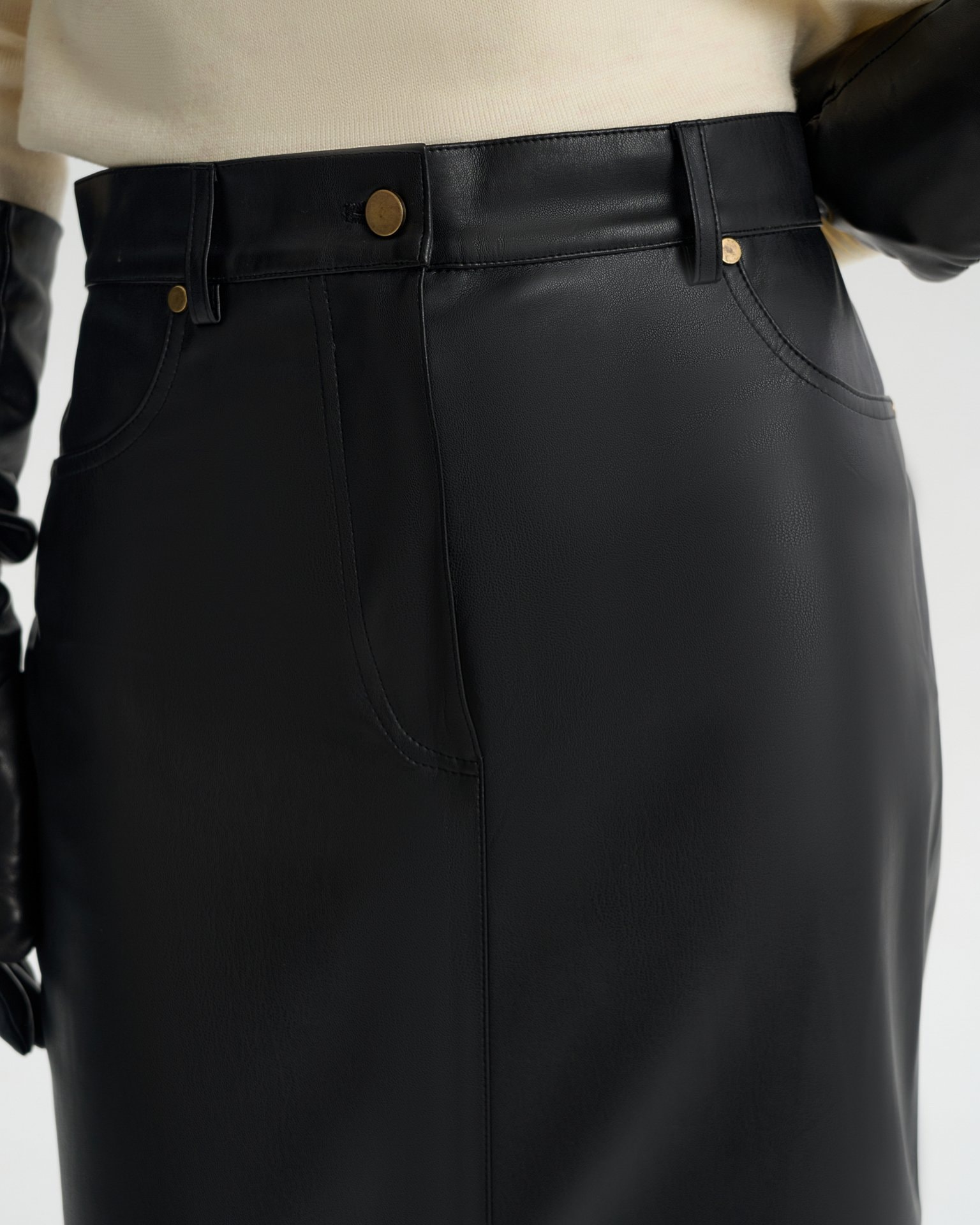 Eco-Leather Skirt, Black — photo 6