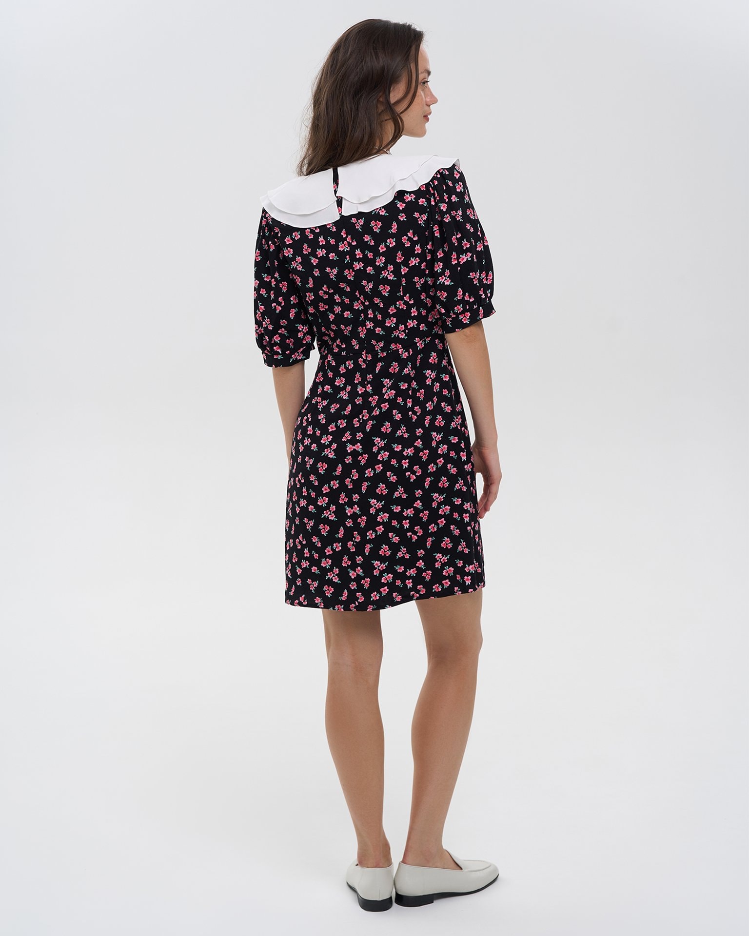 Dress with floral print, Black — photo 3