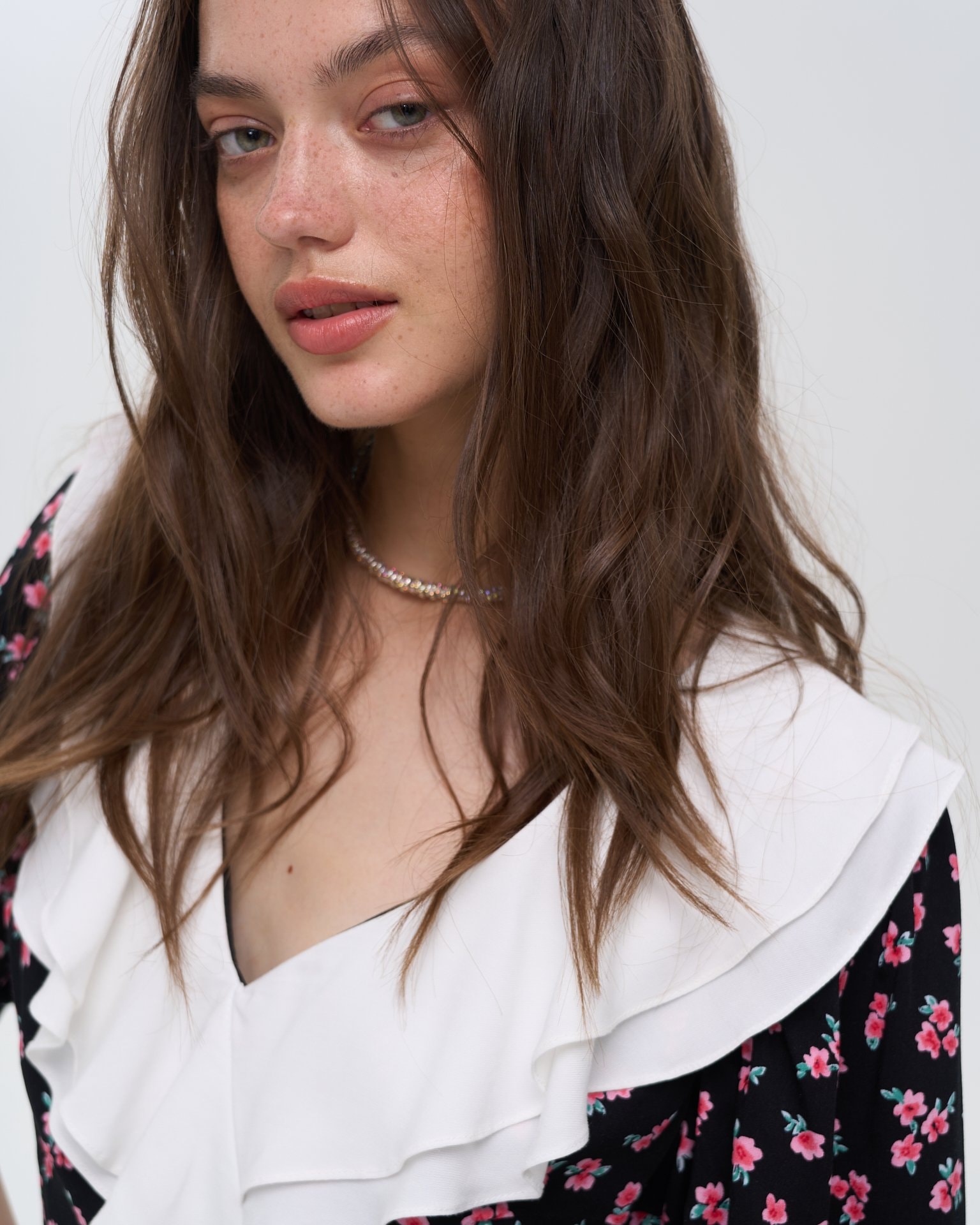 Dress with floral print, Black — photo 6