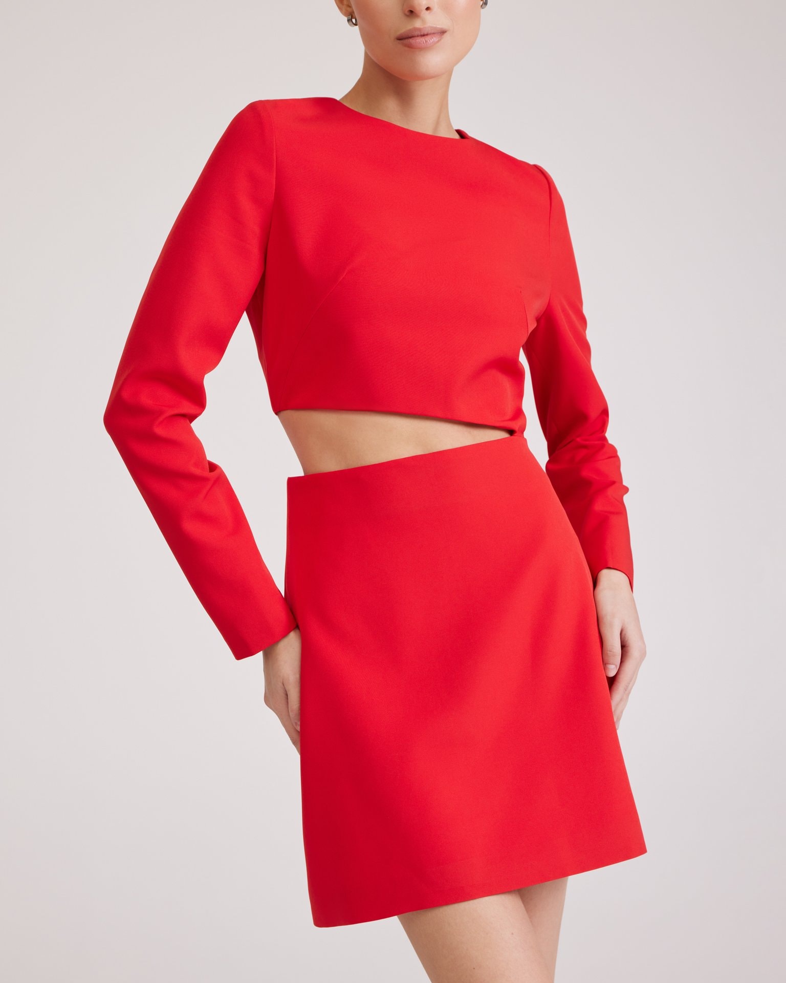 Red Dress with Waist Cut-Out, Red — photo 6