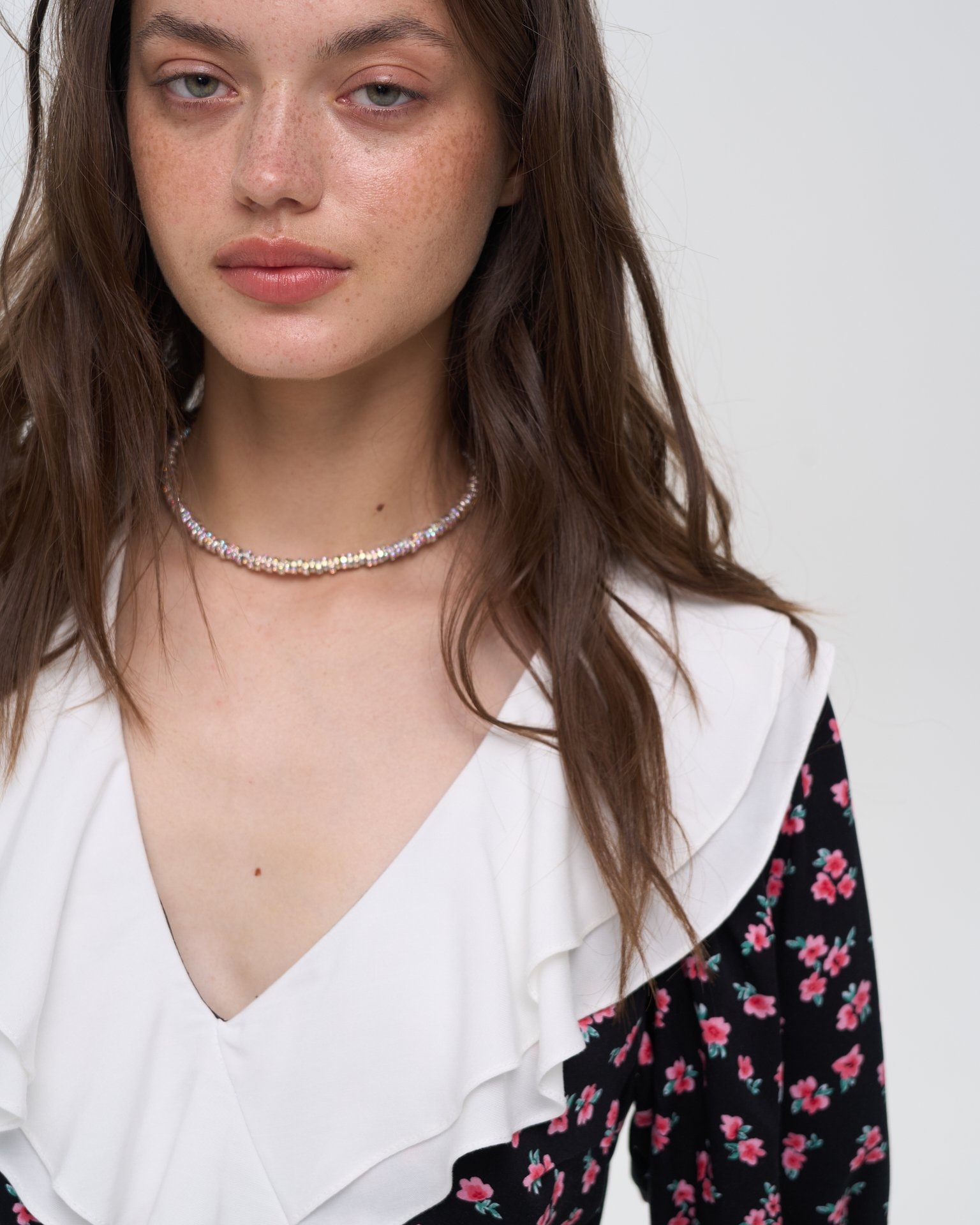 Dress with floral print, Black — photo 7