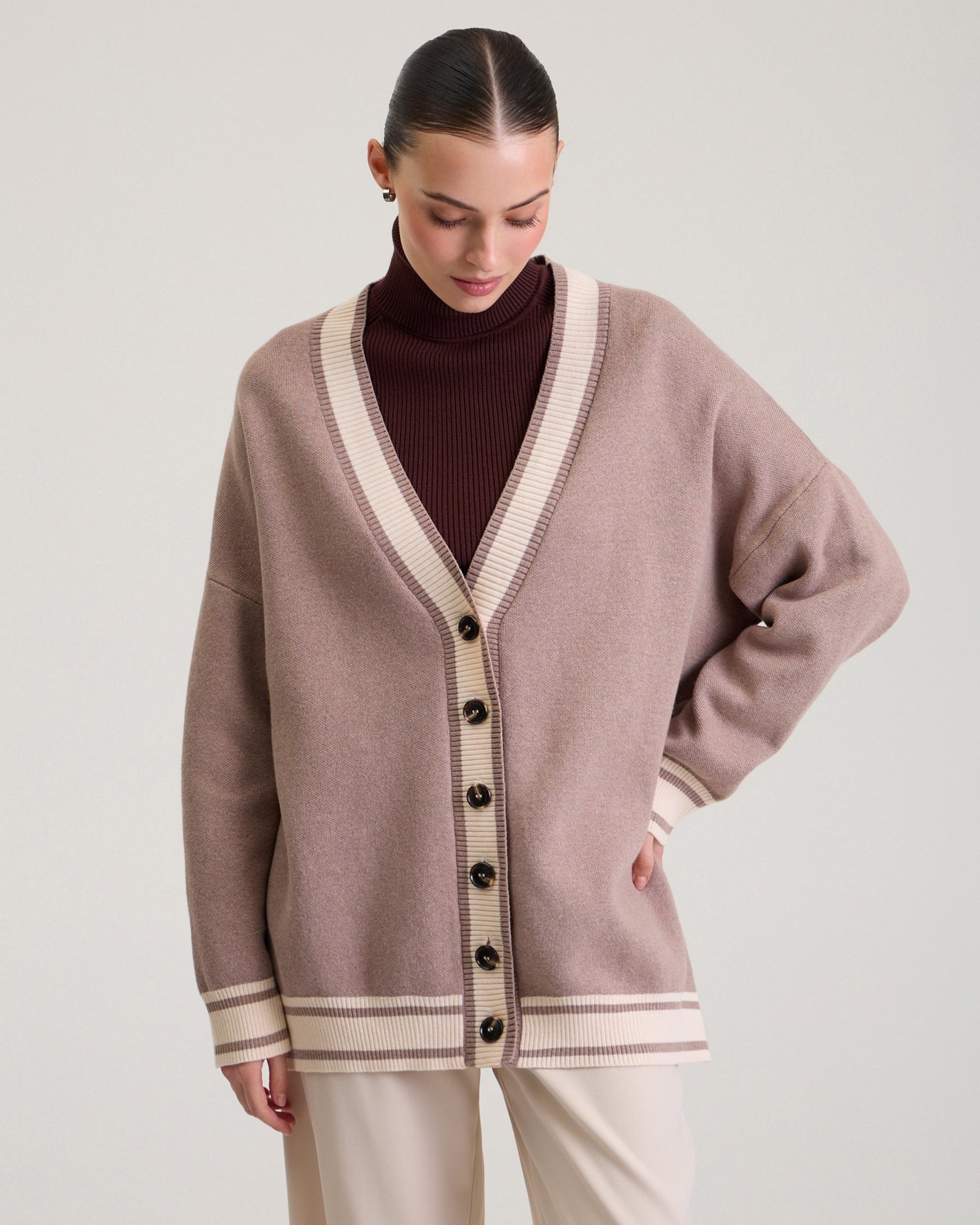 Cotton cardigan, Brown