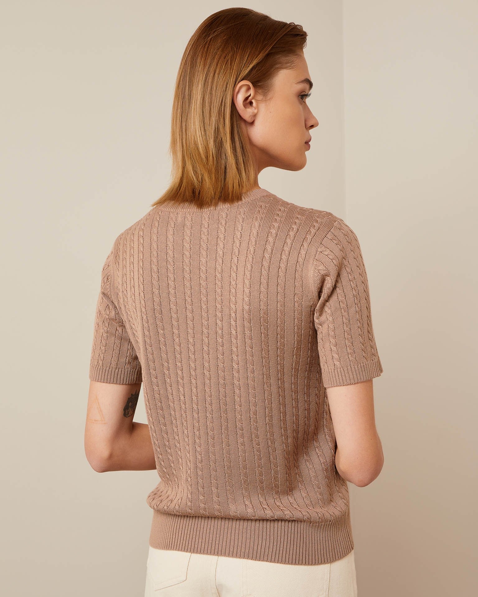 Cable knit jumper, Beige — photo 3