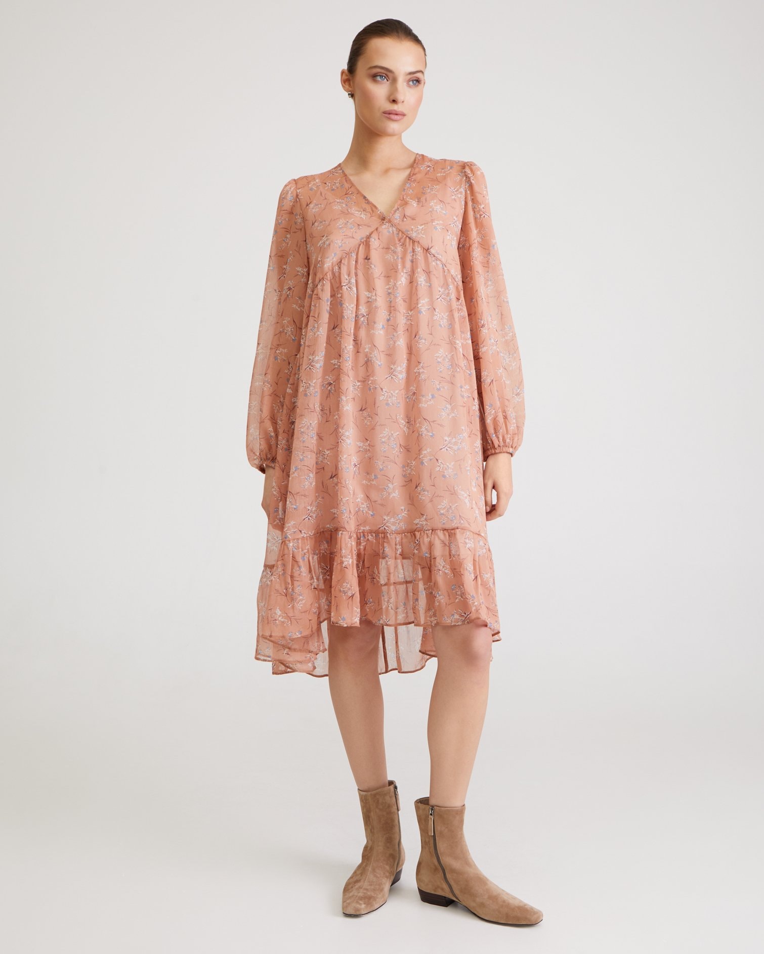 Dress with a high waist, Brown — photo 2