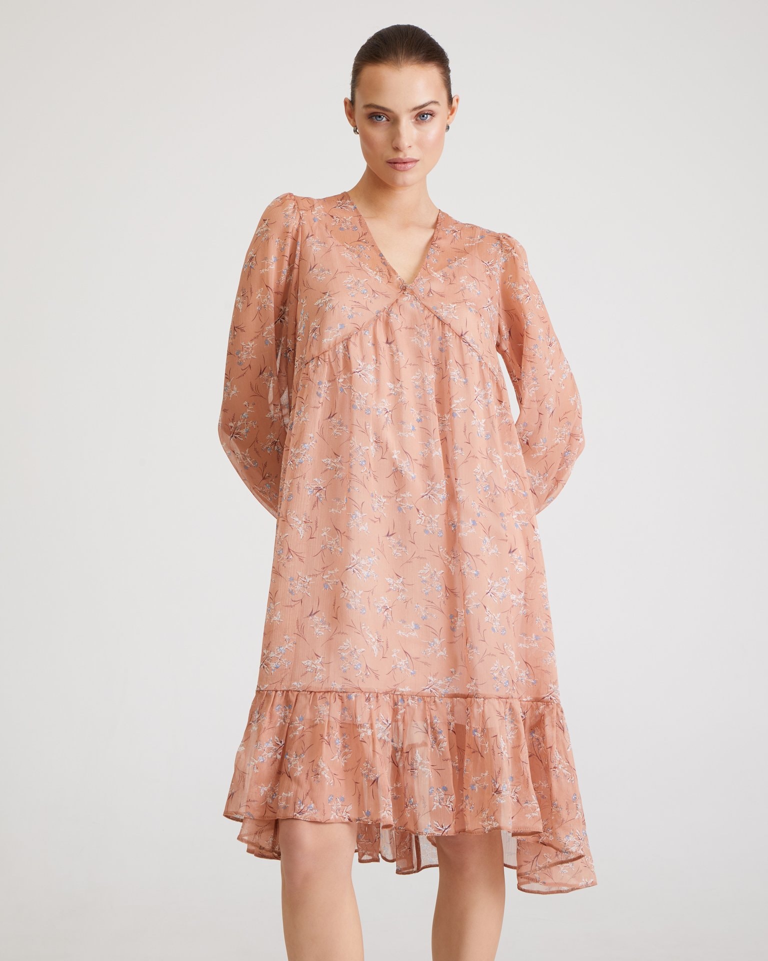 Dress with a high waist, Brown — photo 4