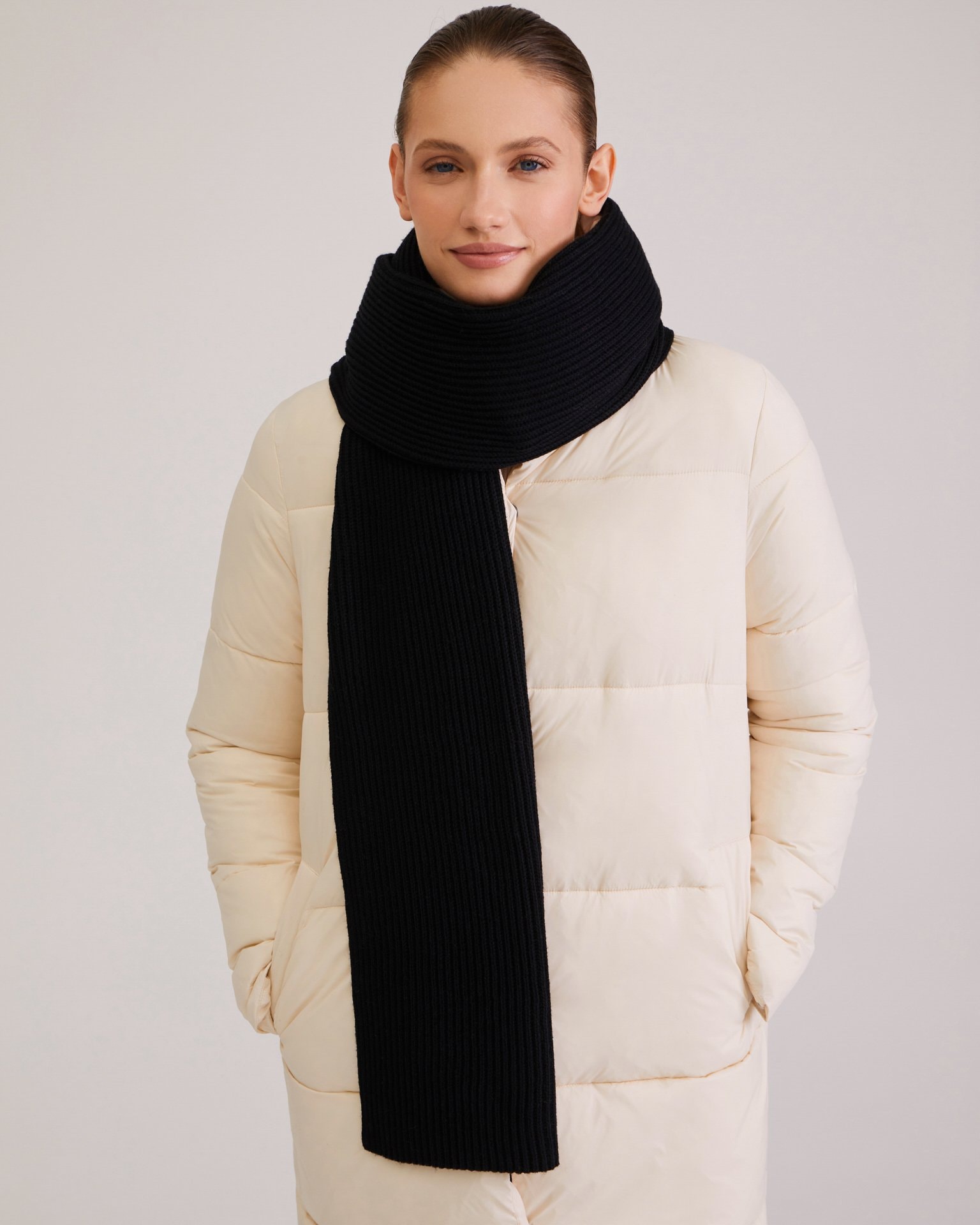 Wide scarf, Black — photo 2