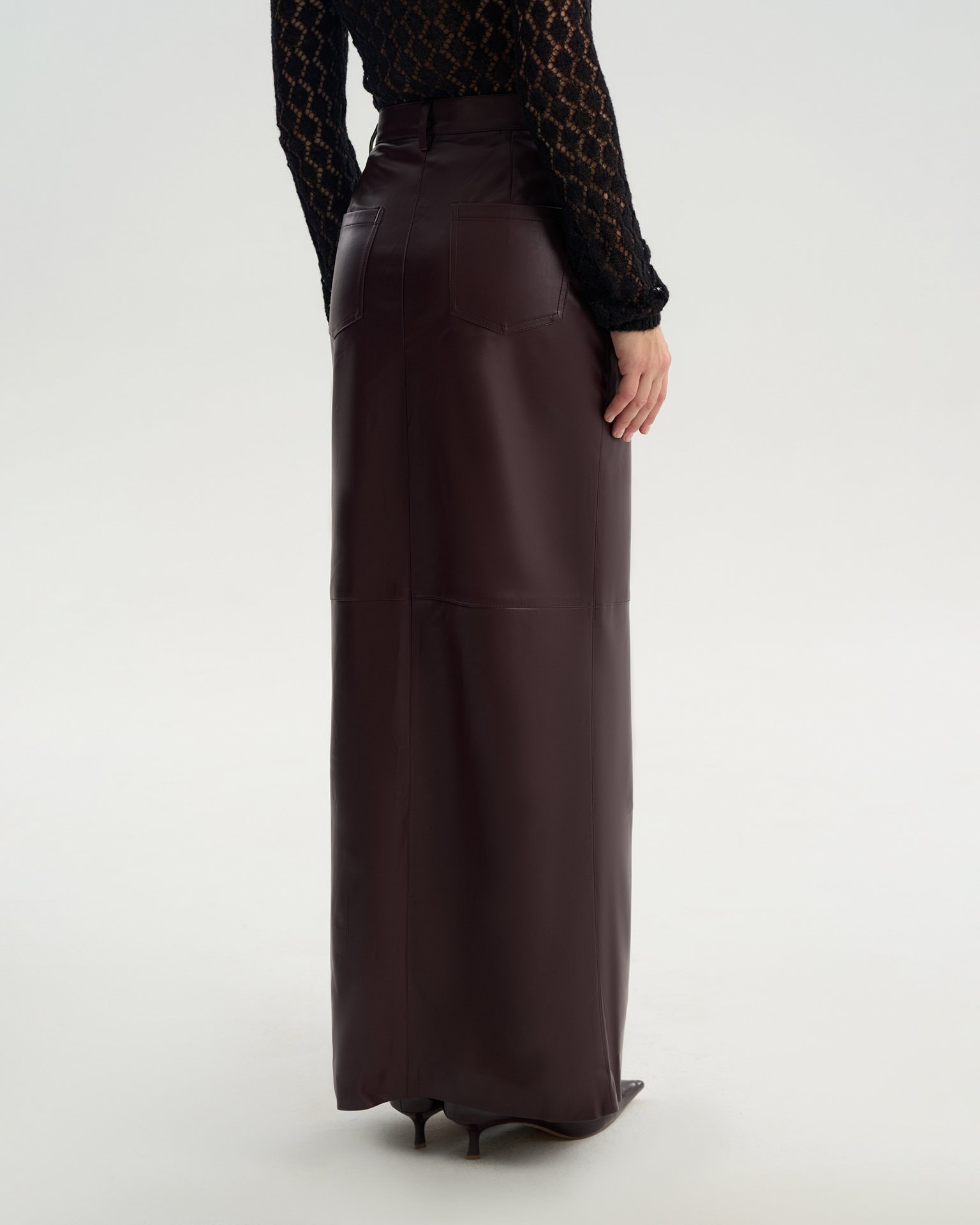 Eco-leather skirt, Brown — photo 5
