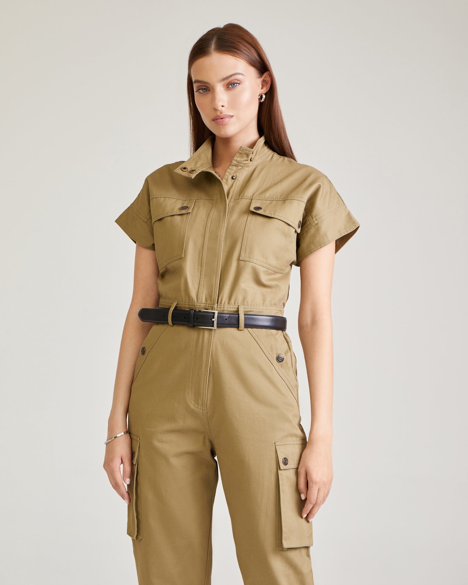 Fitted jumpsuit, Khaki — photo 5