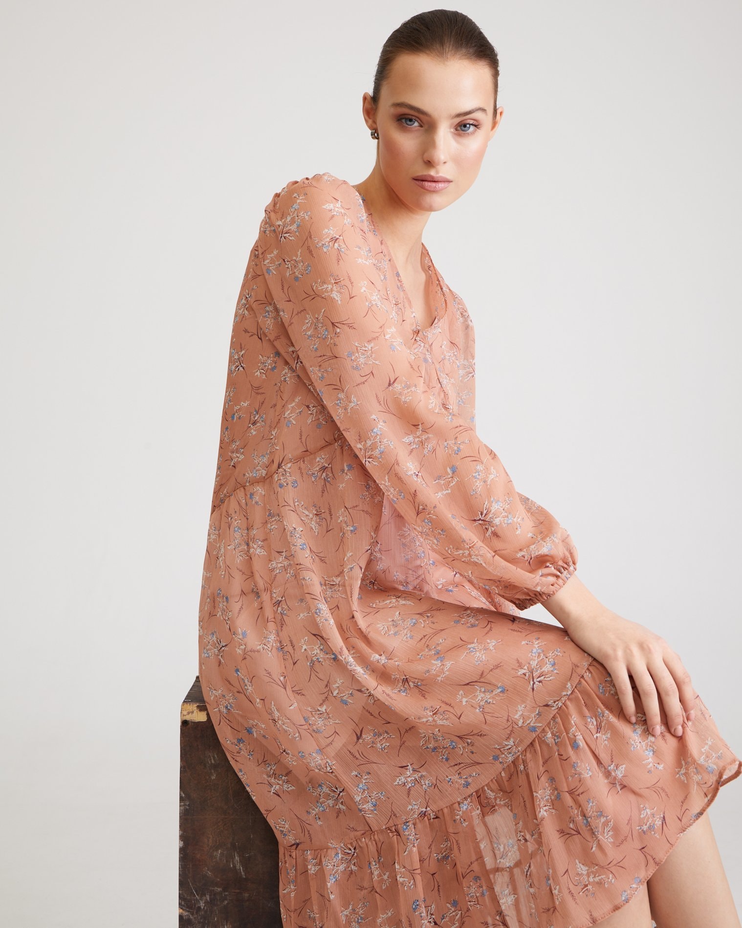 Dress with a high waist, Brown