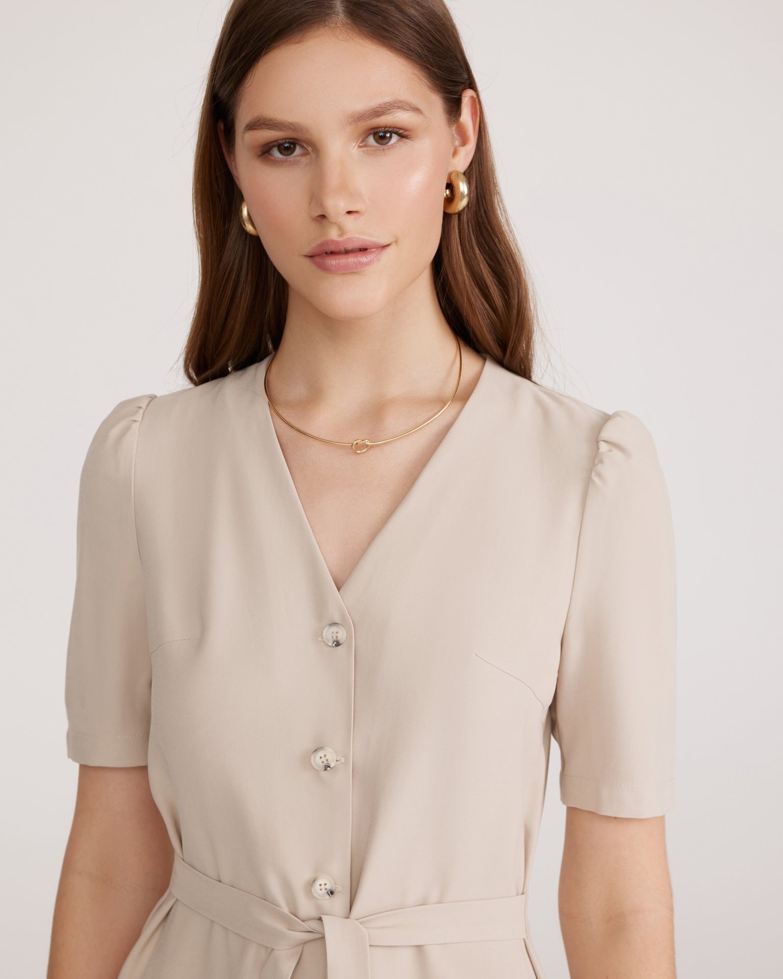 Cream-coloured dress, Beige — photo 4