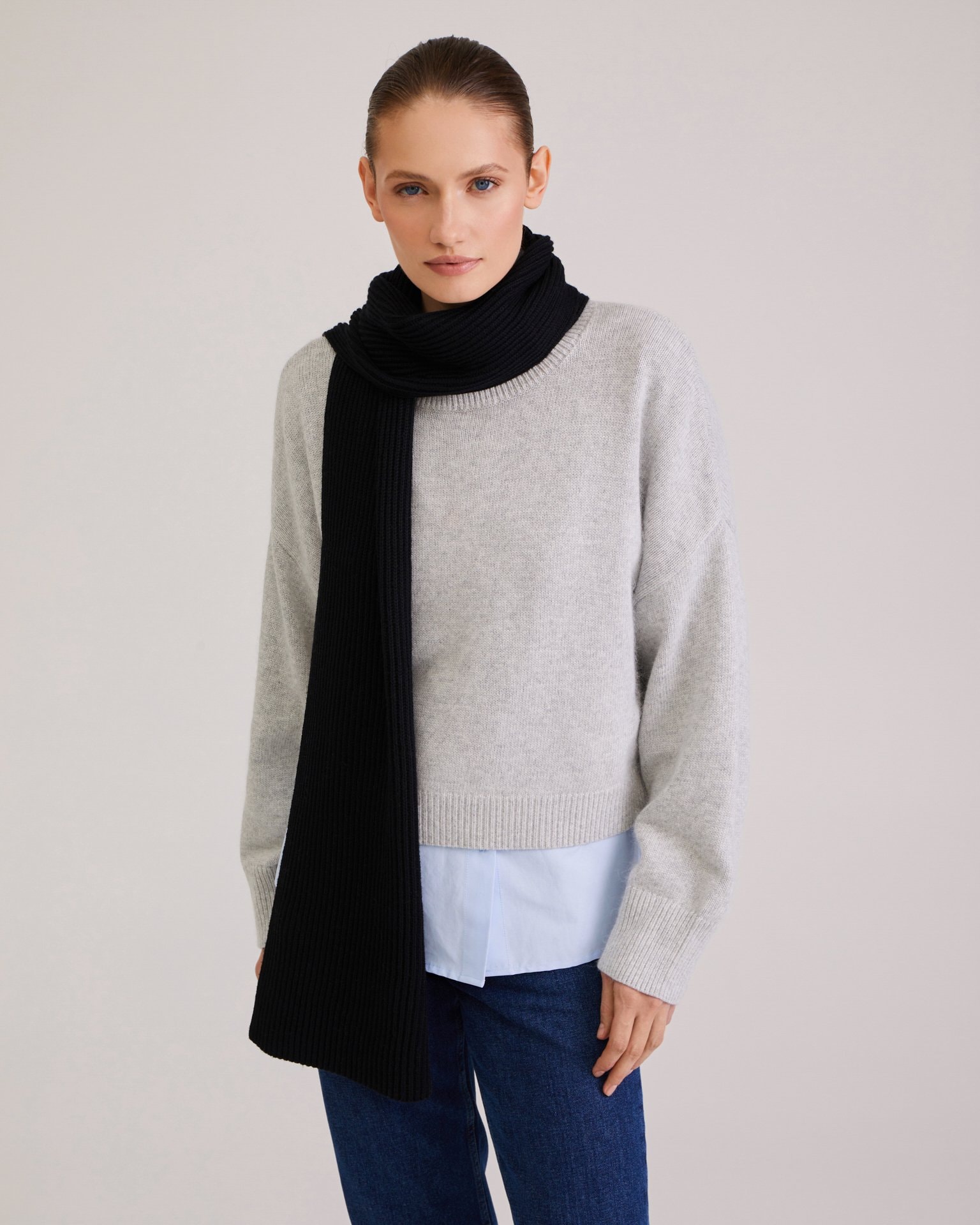 Wide scarf, Black — photo 4
