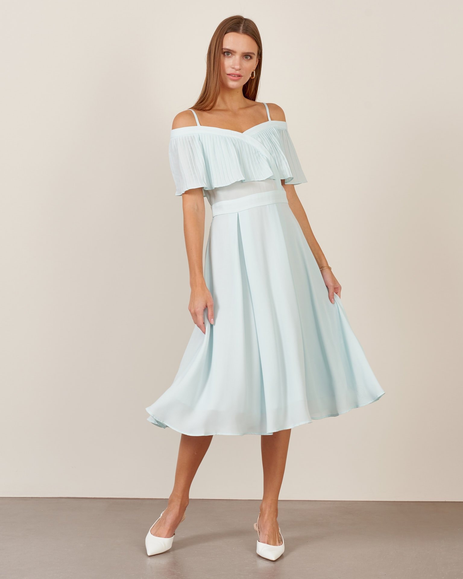 Dress in fluid fabric, Mint — photo 2