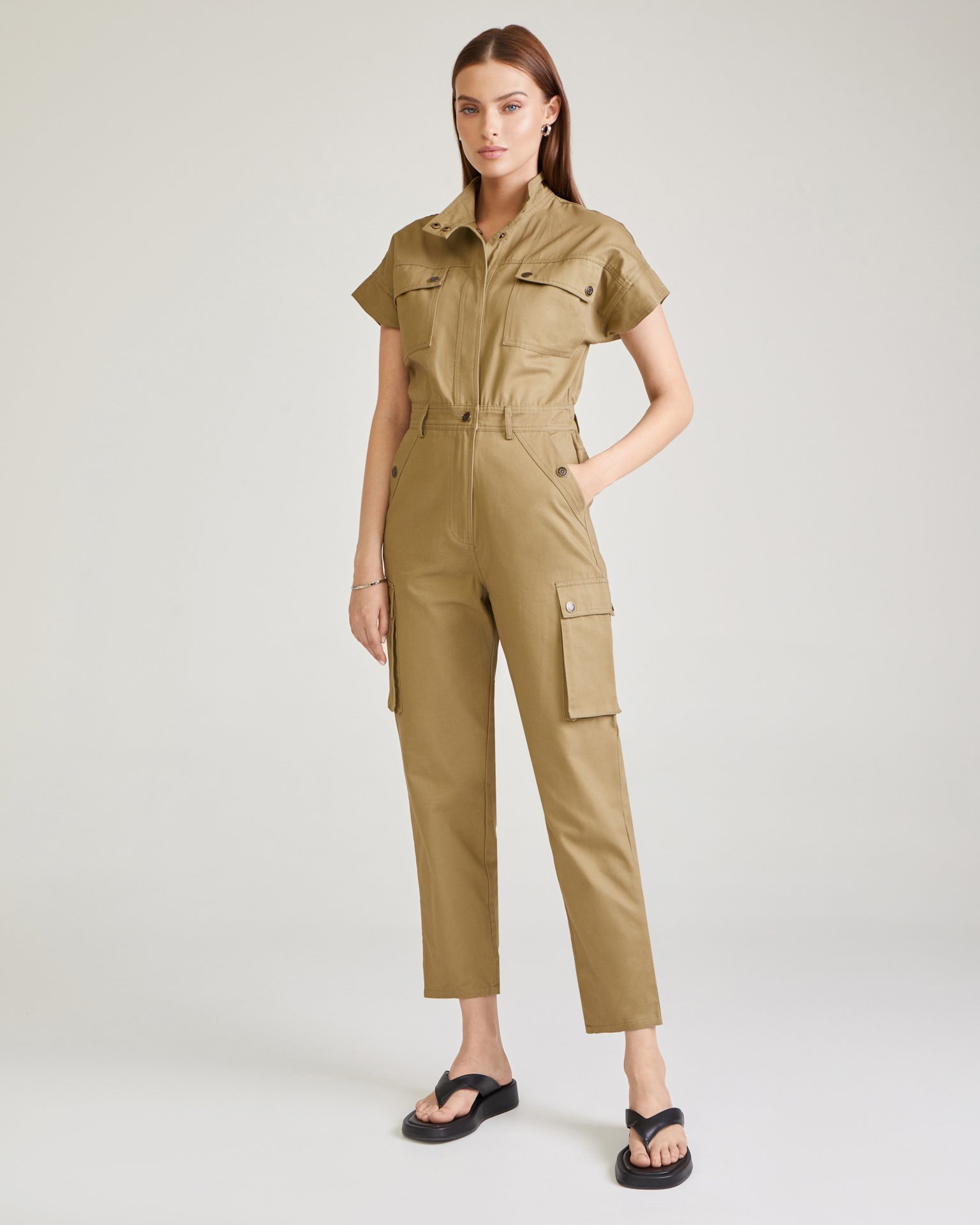 Fitted jumpsuit, Khaki — photo 2